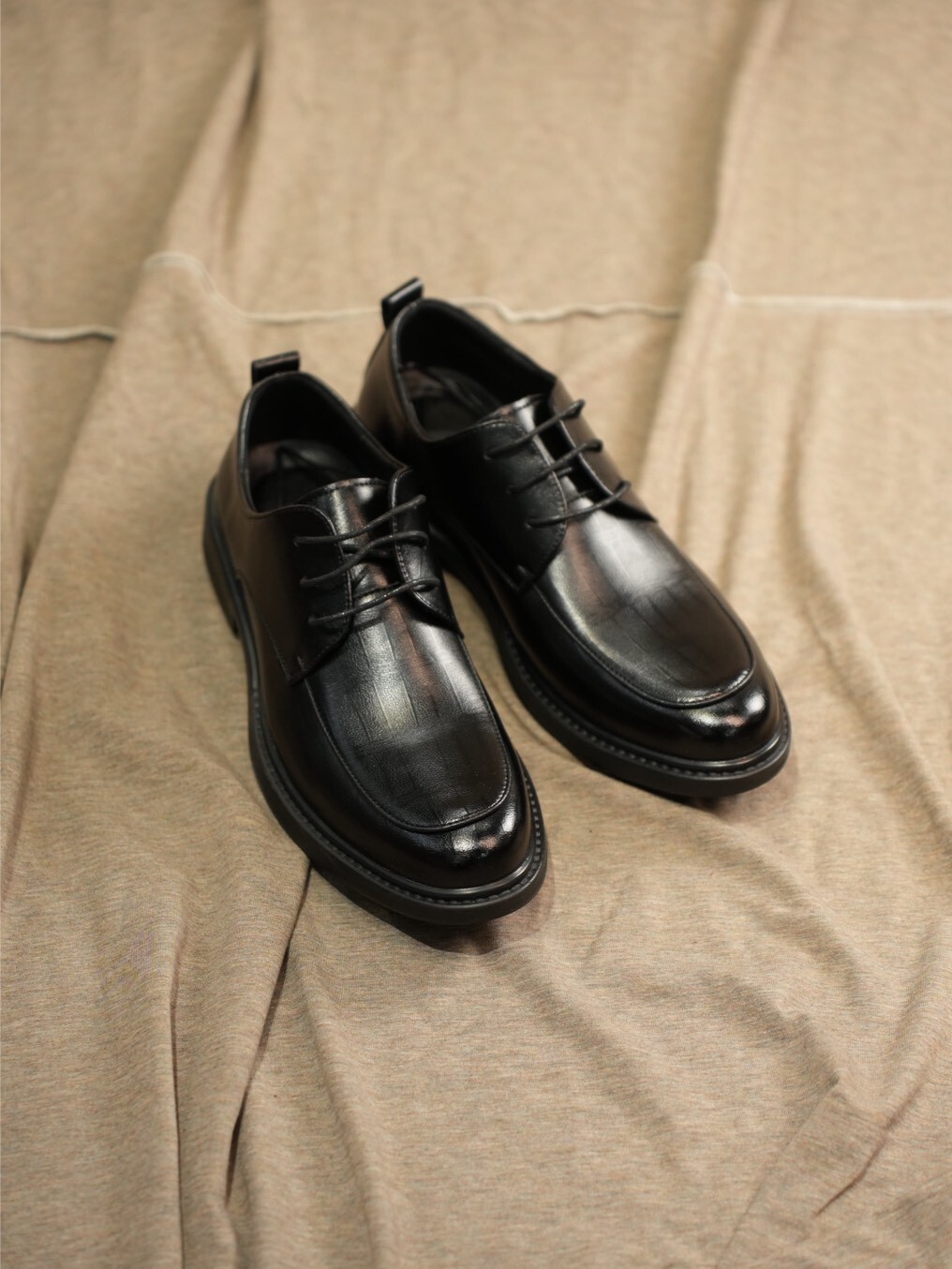 紋路 增高8CM 厚底 綁帶 #皮鞋