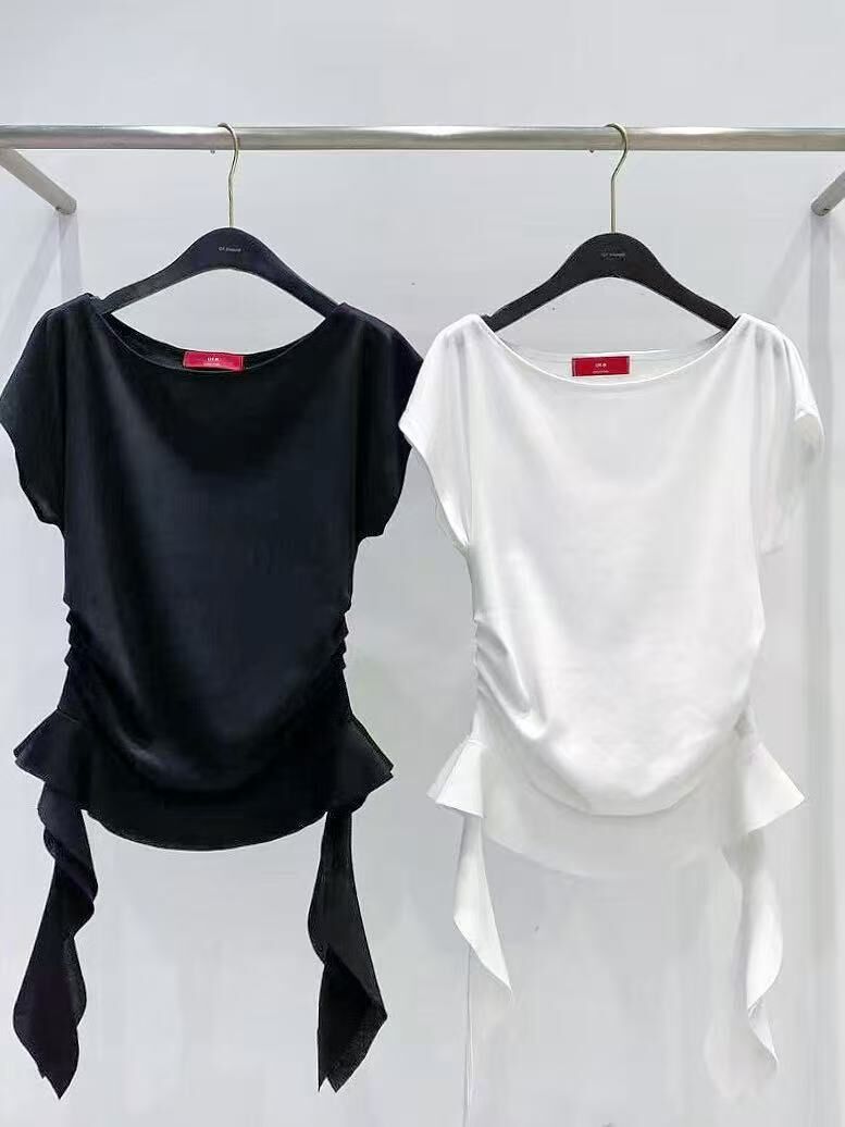 🎈K8098 ▶️素面 邊2條上衣 👉B:100cm L:53/63cm