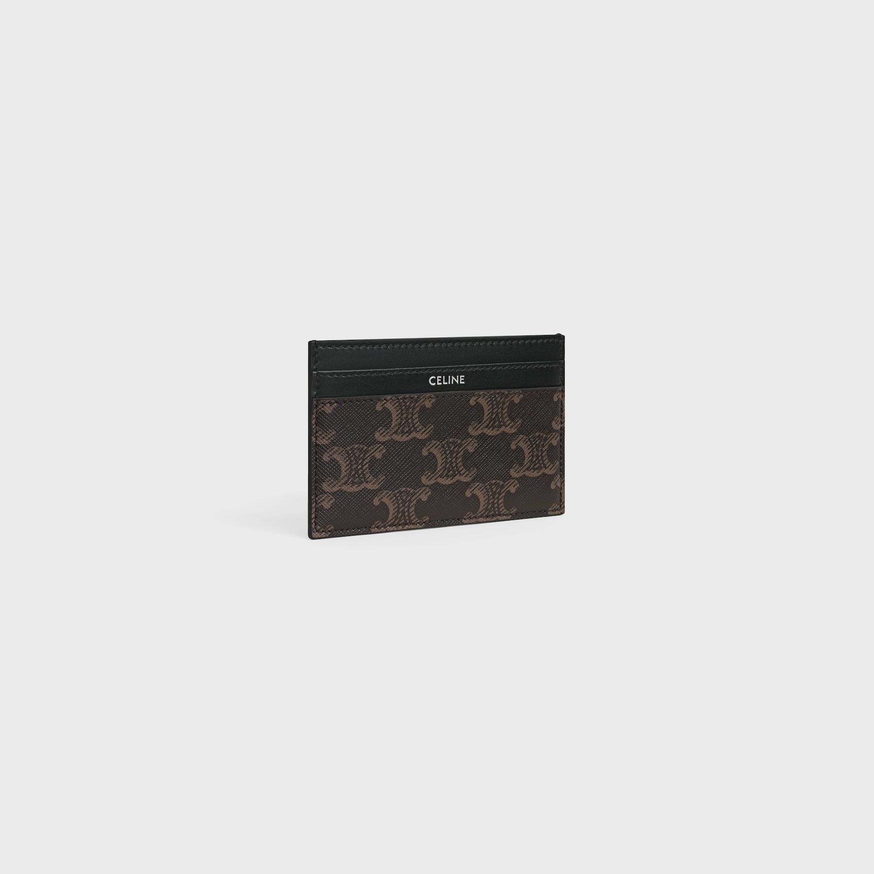 現貨｜CELINE CARD HOLDER IN TRIOMPHE CANVAS AND CALFSKIN - BLACK