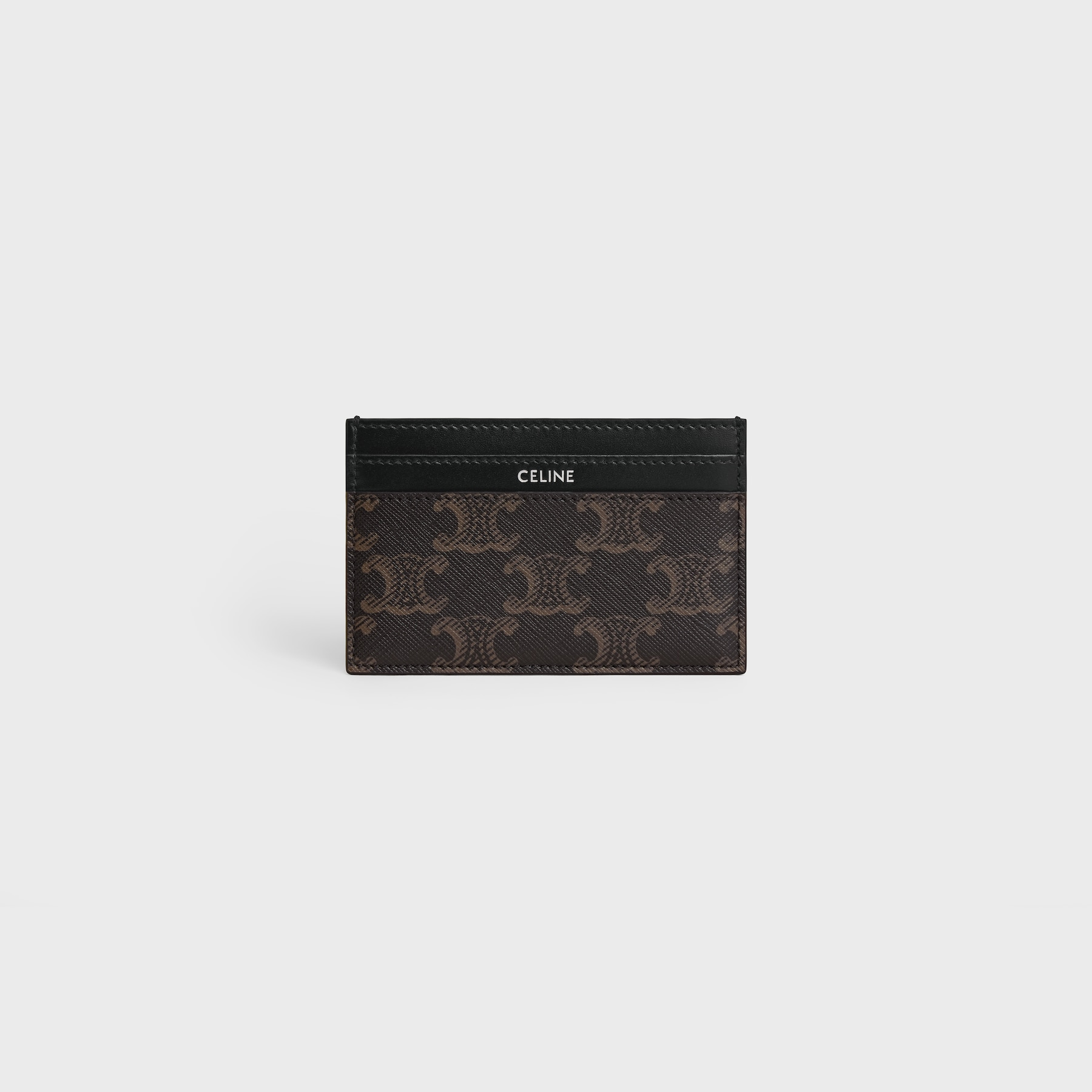 現貨｜CELINE CARD HOLDER IN TRIOMPHE CANVAS AND CALFSKIN - BLACK