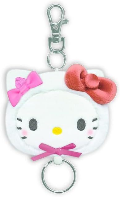 日本 Sanrio 白貓造型頭形毛絨可伸縮匙扣