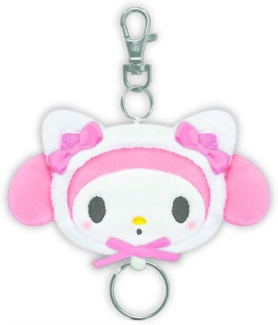 日本 Sanrio 白貓造型頭形毛絨可伸縮匙扣