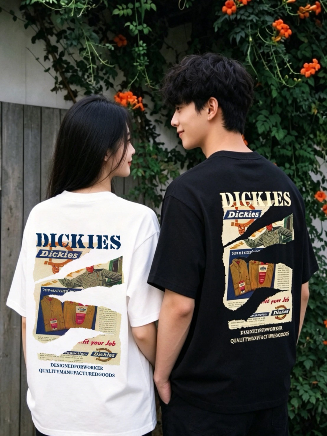 DICKIES 重純純棉 美式復古舊報紙 圓領短袖 男女同款