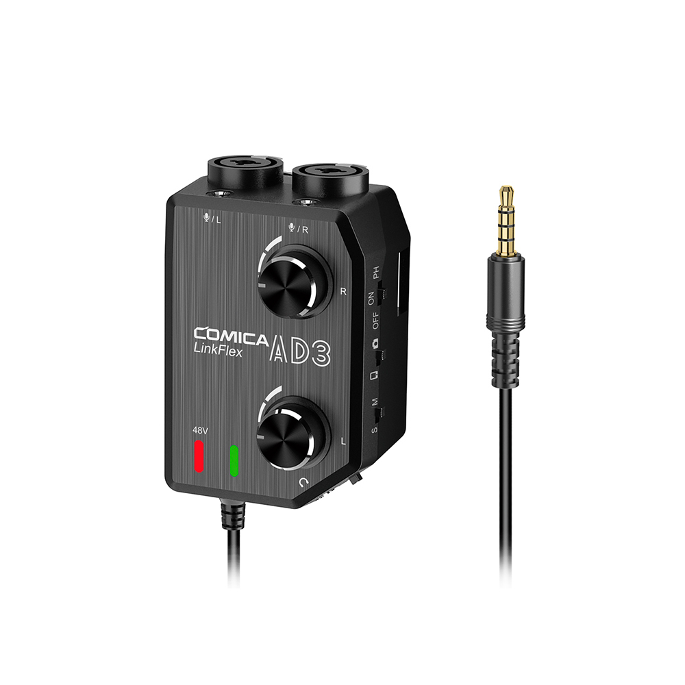 COMICA Link Flex AD3 相機手機專用麥克風前級擴大混音器(雙XLR / 6.35mm / 3.5mm/麥克風聲卡)