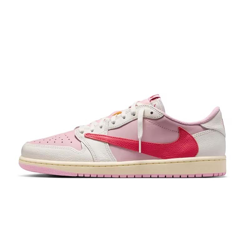 Travis Scott x Air Jordan 1 Low OG "Tropical Pink" 聯名款 倒鉤 米白粉色 男鞋 IQ7604-101 [預購商品]