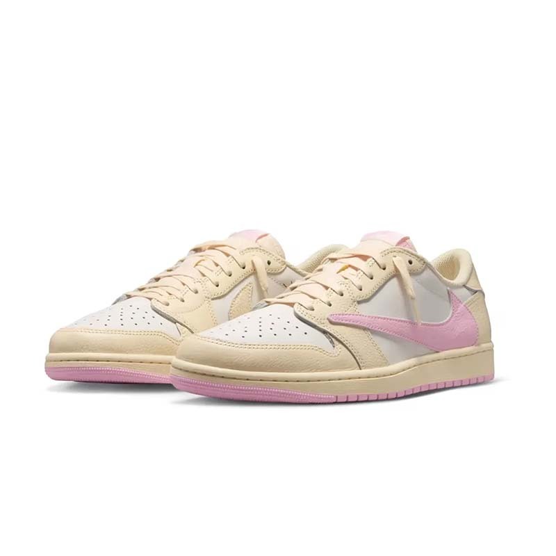 Travis Scott x Air Jordan 1 Low OG "Muslin" 聯名款 倒鉤 米白粉色 男鞋 IQ7604-100 [預購商品]