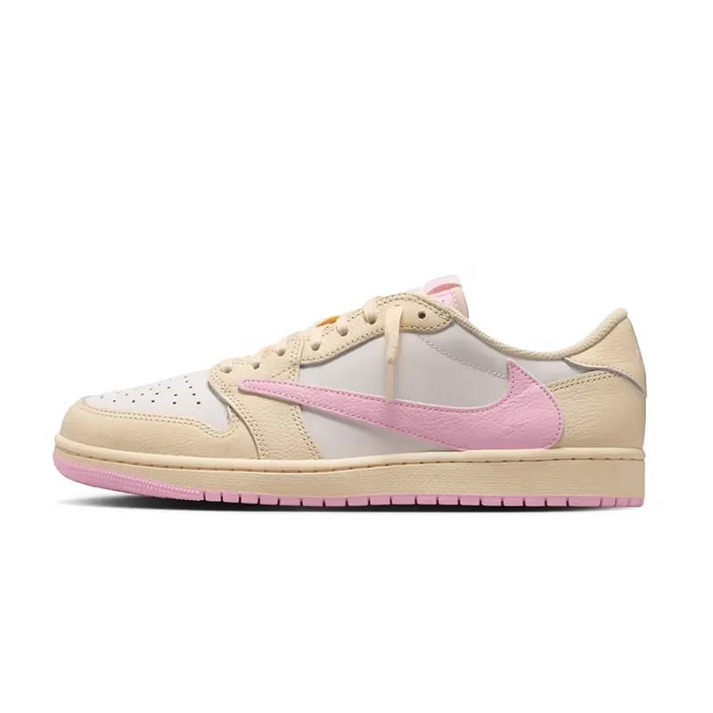 Travis Scott x Air Jordan 1 Low OG "Muslin" 聯名款 倒鉤 米白粉色 男鞋 IQ7604-100 [預購商品]