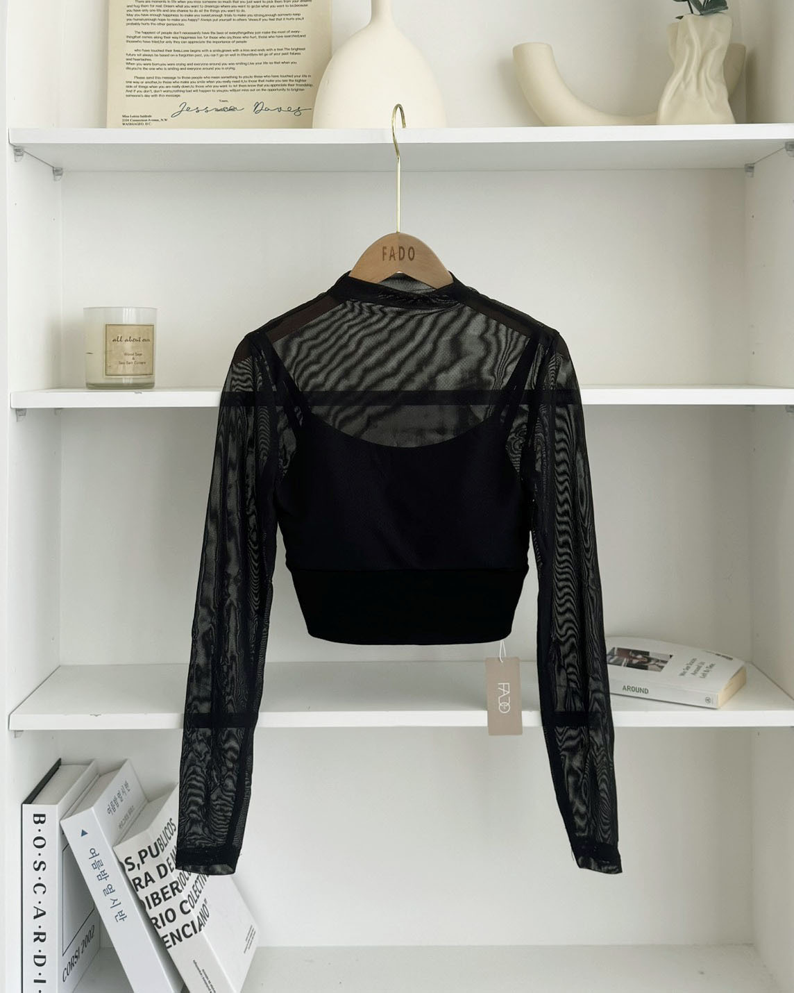 法朵Fado shop｜微透膚假兩件小高領Bra Top(胸墊可拆) 038C001 兩色