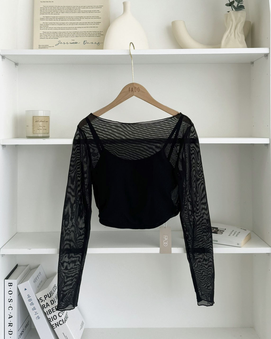 法朵Fado shop｜微透膚假兩件大圓領Bra Top (胸墊可拆) 038C002 三色