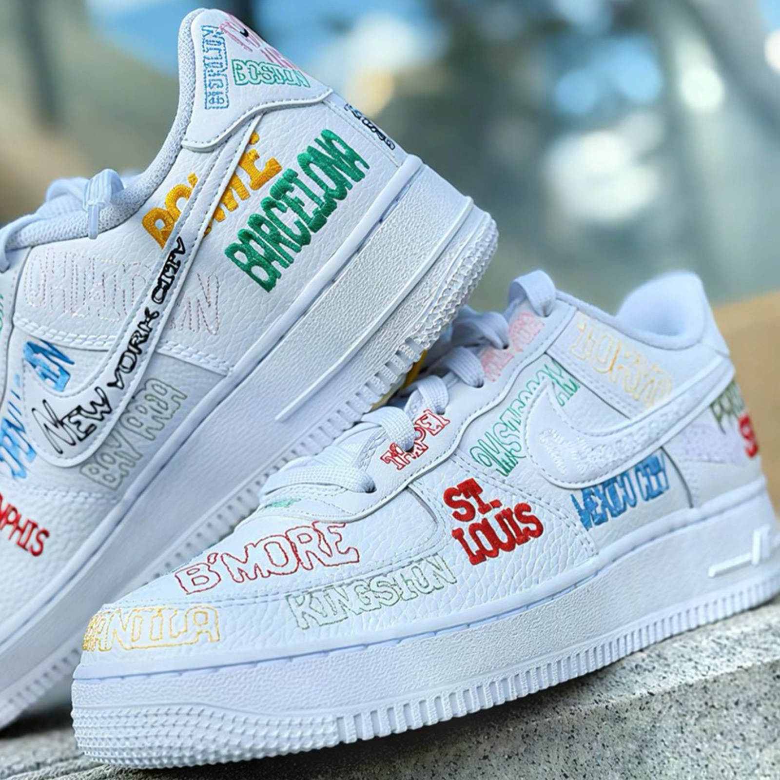 NIKE AIR FORCE 1 "ON TOUR" 世界城市系列 刺繡 滿版 塗鴉 美式 彩色 男鞋 休閒鞋 II1549-100