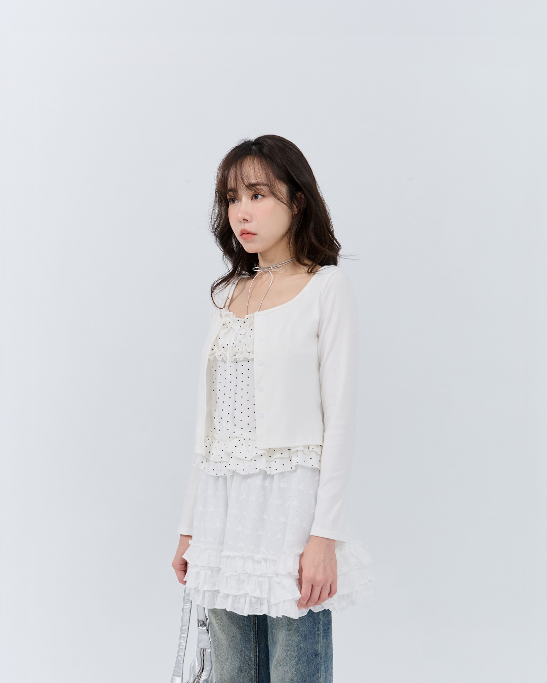 Polka dot vest, button-down jacket, two-piece top, available in two colors.【01099738】in stock+pre-order