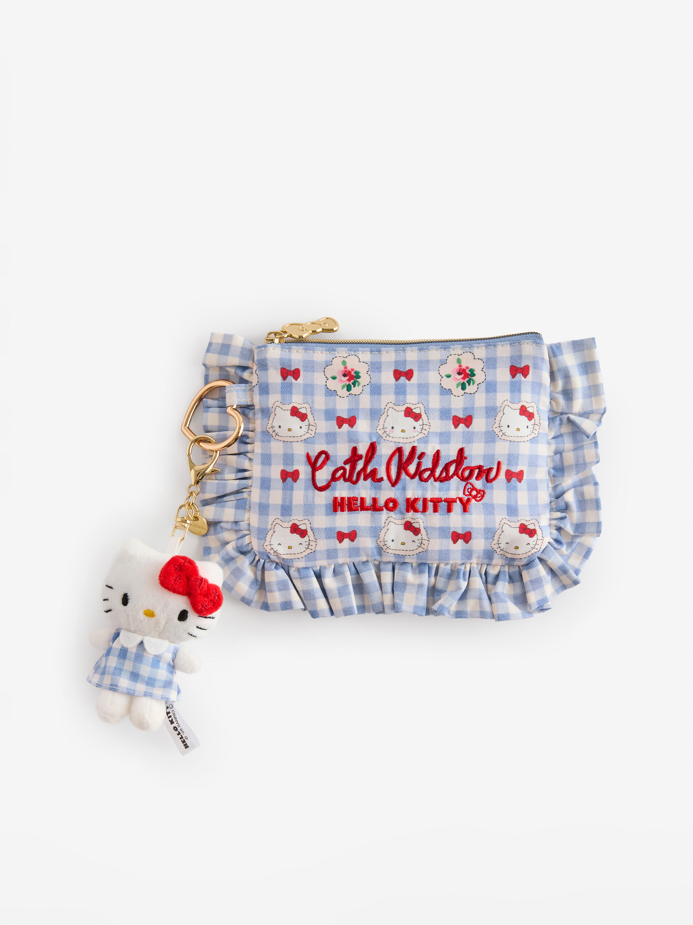 Cath Kidston × Hello Kitty 荷葉邊面紙收納包附吊飾 (Hello Kitty Gingham Provence)