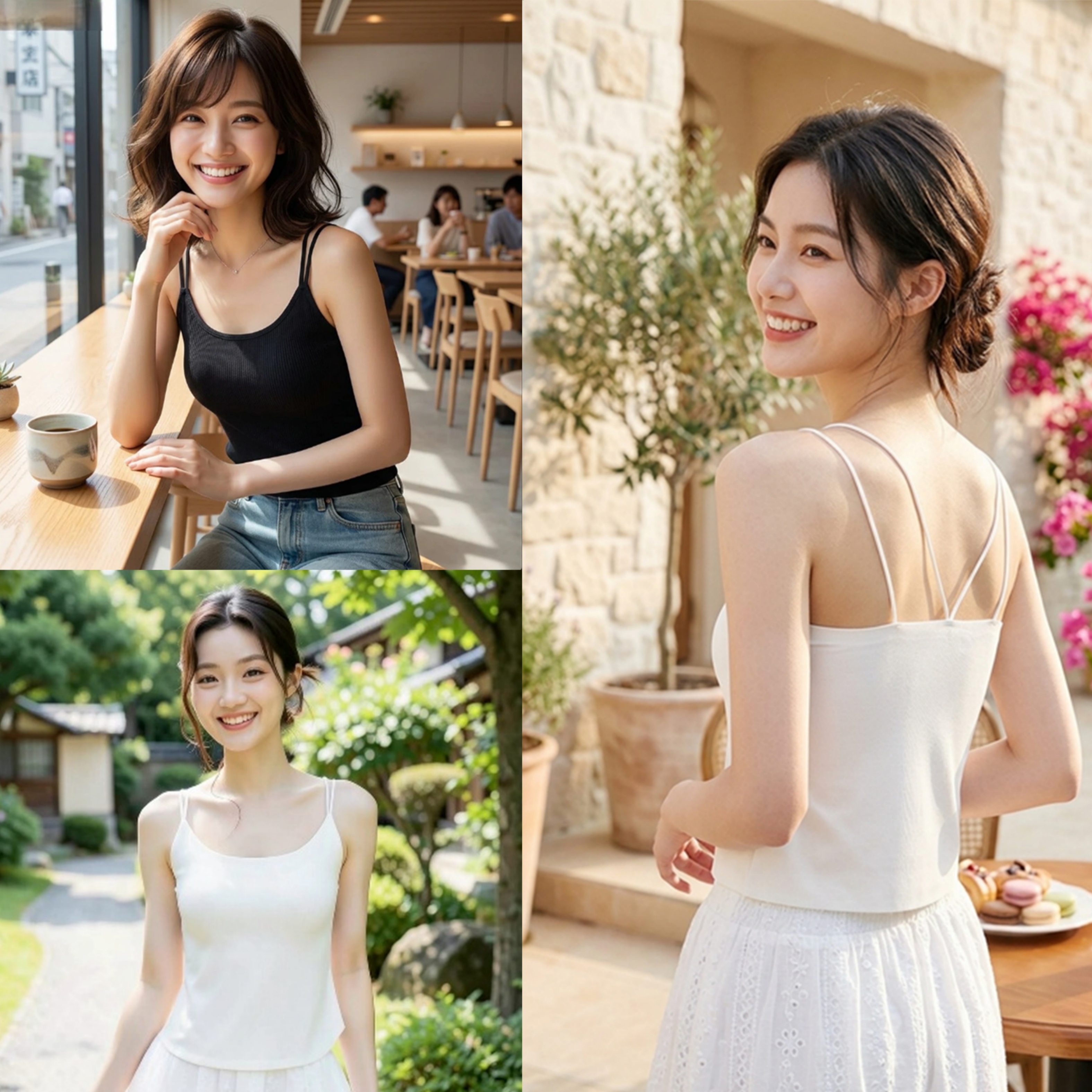 (N) SN 涼感U領雙屑長款BRA(黑色/白色) (2XL(90- CDE) - SN BEAUTY #9004 #0306SN