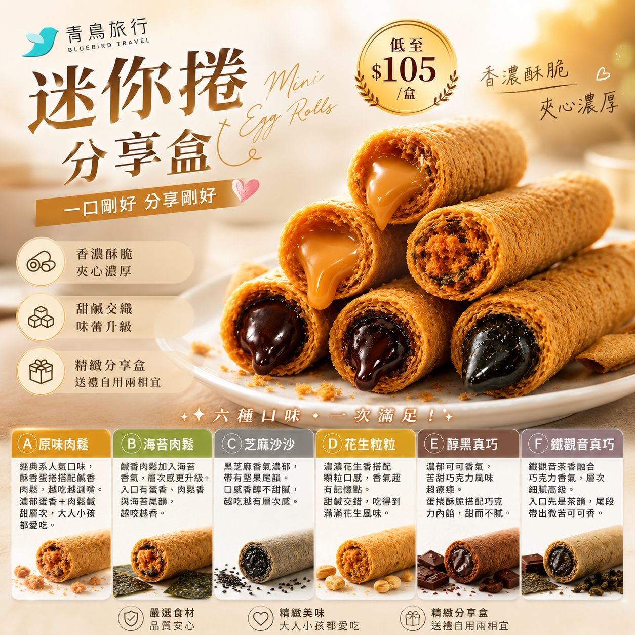 【UB9549】台灣青鳥旅行迷你捲分享盒 (1盒21入)