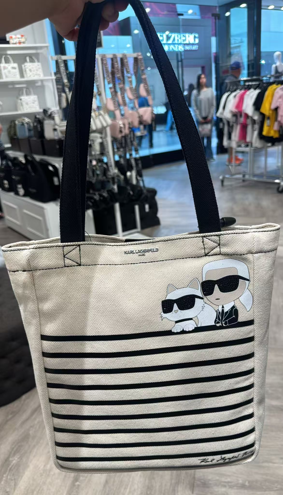 【預購】Karl Lagerfeld  H060246 米色線條托特包