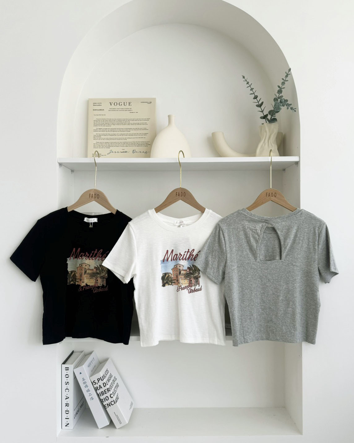 法朵Fado shop｜小心機 ✦ 後背鏤空修身美式油畫短T 0215152 三色