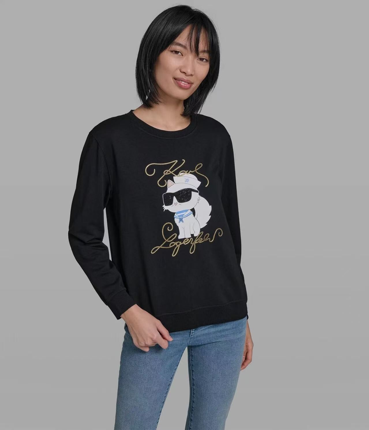 【預購】Karl Lagerfeld  H060249 女裝黑色衛衣