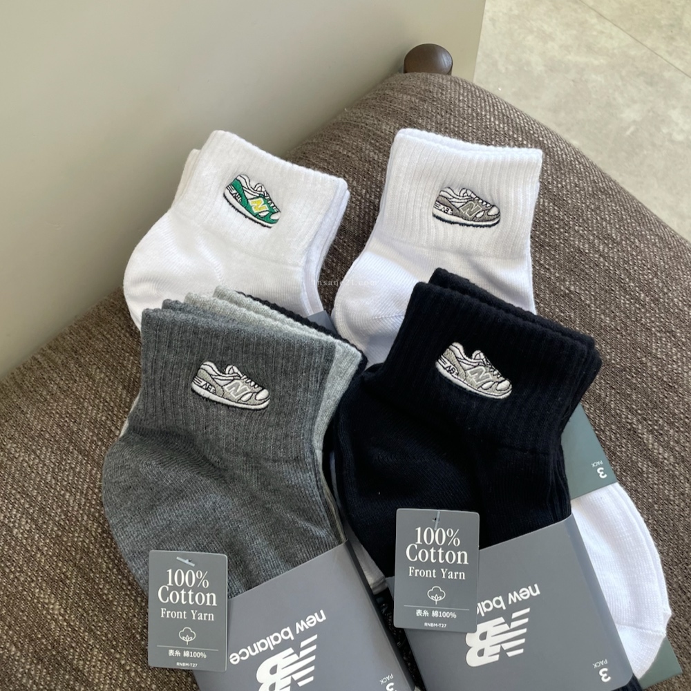 NEW BALANCE 刺繡小鞋 中筒襪 三雙一組 襪子 多款