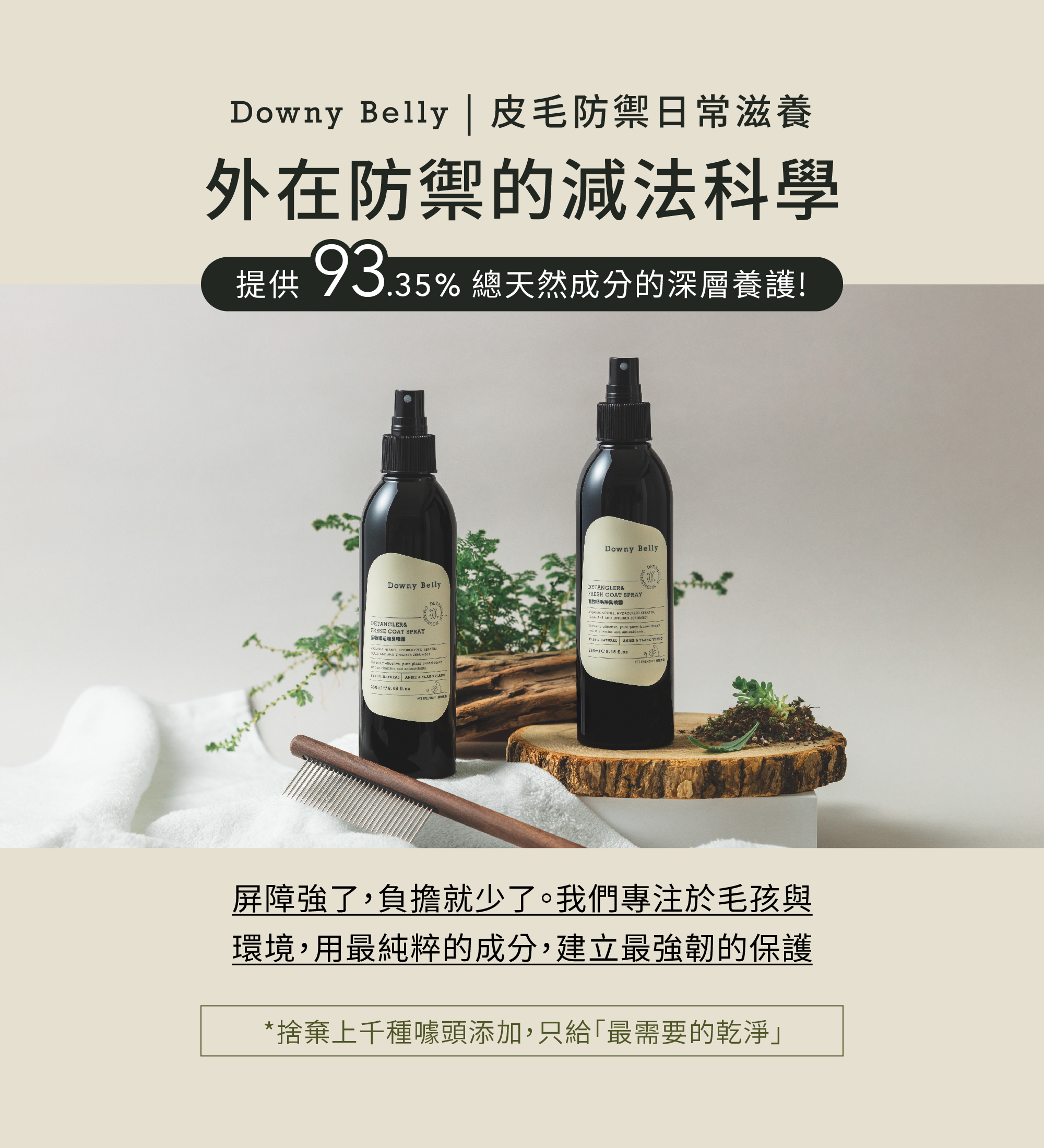 寵物順毛除臭噴霧日常使用展示，幫助毛髮柔順與清新護理