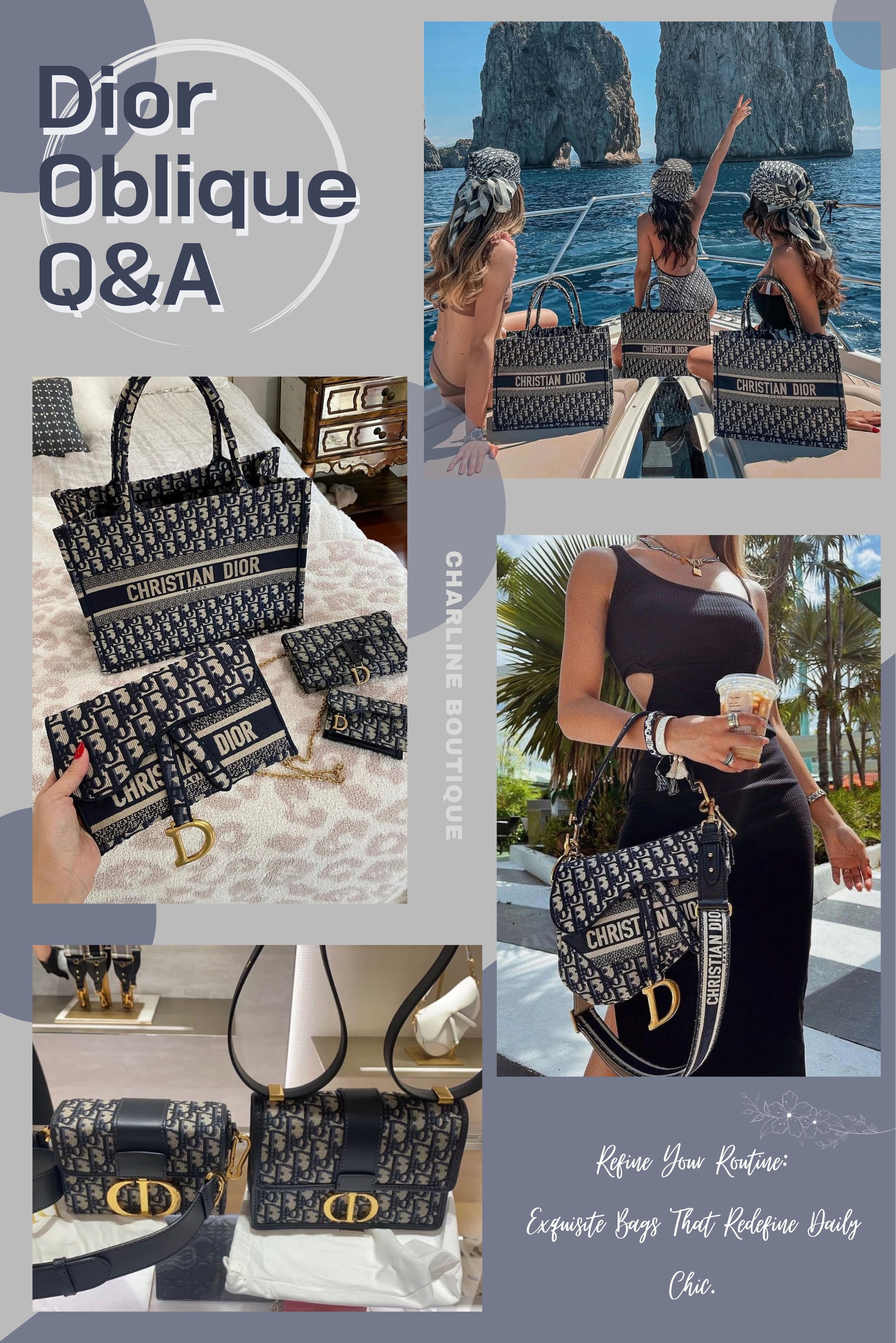 FAQ｜Dior Oblique 老花包值得買嗎？10 個選購前必看問題   Q1：Dior Oblique 老花布料耐用嗎？  Dior Oblique 老花多以緹花帆布呈現，相較於嬌嫩的小羊皮或容易留刮痕的光滑皮革，布面不容易留下明顯刮痕，日常使用的耐磨度非常不錯。高密度緹花刺繡工藝讓包款更有立體感，不是一般印花布料那種容易掉色或起毛的等級。  我自己在代購過程中遇過很多使用三、五年的 Dior Oblique 包款，外觀依然維持得很好。邊角、提把這些經常摩擦的位置，長期使用後還是可能出現輕微磨損，這點要特別留意。  保養建議： 避免長時間碰水；遇到小雨或水滴，先用乾淨白布輕輕按壓吸乾，不要搓揉。沾到咖啡、油污或深色衣物染色要快點處理，避免髒污滲入纖維。不使用時放入防塵袋並保持乾燥，包內塞防潮紙或包撐，讓包型維持得更好看。    Q2：Dior Oblique 老花有哪些經典包款？  Dior Book Tote 托特包 是最具代表性的大容量老花包，自 2018 年推出就成為 Dior 熱門包款，滿版 Oblique 刺繡帆布辨識度高，適合通勤、旅行或需要大容量收納的人。  Dior Saddle Bag 馬鞍包 是最有標誌性的 Dior 老花包款，不對稱馬鞍輪廓搭配 D 形吊飾與 CD 細節，復古又有個性，很適合喜歡時髦感的人。  Lady D-Lite 黛妃包 延續 Lady Dior 的優雅輪廓，搭配全幅 Dior Oblique 刺繡帆布與 D.I.O.R. 吊飾，比皮革款更休閒，也更有年輕感。  Dior 30 Montaigne 蒙田系列 包含蒙田包、Mini Box 小盒子包與 Saddle WOC 鏈帶包，方正包型搭配 CD 金屬扣，優雅、百搭又實用，是小包界的人氣王。  輕巧入門款 像是 Mini Phone Bag 迷你手機包、DiorTravel、Diorcamp，預算門檻更親切，很適合想輕裝出門或作為 Dior Oblique 老花入門的第一款。    Q3：Dior Oblique 老花有哪些顏色？哪個顏色最受歡迎？  藍色 Dior Oblique 老花 是最經典、也最能代表 Dior 的招牌配色。深藍、灰藍與米白線條交織後，呈現出立體緹花效果，辨識度高又不容易退流行，也是最多人第一次入手時會優先選擇的顏色。  灰色 Dior Oblique 老花 整體比藍色更低調、輕盈，視覺上帶有 Quiet Luxury 的高級感。不想要太明顯的 Logo 感，又想保留 Dior Oblique 的經典圖騰，灰色非常適合日常百搭。  酒紅色 Dior Oblique 老花 則更有復古感與收藏感，相較於藍色更有個性，特別適合搭配秋冬大衣、針織衫、黑色或咖啡色穿搭，整體氛圍更成熟也更時髦。  Dior Oblique 老花最常被討論的顏色，主要是藍色、灰色與酒紅色這三大色系。除了這三種之外，Dior 也曾推出米色、黑色、白色與丹寧藍等不同版本；部分特殊色多屬於季節限定或特定系列，並非長期常駐款。若以受歡迎程度來看，藍色依然是最多人指定的第一名；灰色是近年詢問度上升很快的低調款；酒紅色則更適合已經有基本色、想收藏特別色的客人。    Q4：除了包包，Dior Oblique 老花還有哪些商品？  小皮件與配件 像是卡夾、短夾、長夾、零錢包、手機袋、AirPods 保護套、腰帶與 Mitzah 絲巾，都是很受歡迎的入門選擇。尤其卡夾與短夾，價格門檻比包款親切，又能保留 Dior Oblique 老花的辨識度。特別推薦 Mitzah 絲巾，綁在素色包包的提把上，整個包瞬間就高級了不少。  鞋履類 包含 Walk'n'Dior 帆布鞋、Dway 涼鞋、平底鞋等，穿上腳非常有造型感，很適合想把老花穿在身上、但又不想太高調的人。  服飾與配件 常見老花漁夫帽、棒球帽、圍巾、針織衫、外套等，其中老花漁夫帽只要配一件白 T 素顏出門，視覺重點就出來了。  居家與生活精品 也有老花延伸，像抱枕、毛毯、馬克杯等，讓老花元素不只出現在穿搭裡，也能融入日常生活。  想要先試水溫的話，建議從卡夾、短夾、Mitzah 絲巾，或是 Walk'n'Dior 球鞋開始，實用度高，也很適合作為 Dior 入門單品。    Q5：Dior 的熱門包款有哪些？  Lady Dior 黛妃包 堪稱 Dior 的品牌代表作，也是許多人心中的夢幻包款。經典籐格紋 Cannage 搭配 D.I.O.R. 金屬吊飾，展現優雅且歷久不衰的法式魅力，也因受到黛安娜王妃喜愛而聞名於世。  Dior Book Tote 托特包 是近年最具辨識度的熱門包款之一，大容量設計搭配 Dior Oblique 老花刺繡或季節限定圖騰，無論通勤、旅行或日常使用都超級實用。  Saddle Bag 馬鞍包 是 Dior 最具時尚指標性的設計之一，獨特的不對稱馬鞍輪廓搭配標誌性 D 字吊飾，復古與現代感兼具，至今仍是品牌人氣長紅的經典款。  30 Montaigne 蒙田包 以 Dior 巴黎總店所在的蒙田大道 30 號命名，方正輪廓搭配醒目的 CD 金屬扣環，風格優雅俐落，也是很多上班族與精品新手喜歡的入門選擇。  Dior Toujours 則是近年詢問度快速上升的新世代包款，比 Book Tote 更柔軟、更日常，兼顧容量與時尚感，特別受到喜歡鬆弛感精品包的族群喜愛。    Q6：Dior Oblique 老花跟 LV Monogram 老花哪個更多人喜歡？  以全球普及度與銷量來說，LV Monogram 老花的討論度更高。LV 主要以塗層帆布製作，防刮、耐用、好保養，像 Speedy、Neverfull、Keepall 等包款都非常經典，適合重視實用性、保值性與日常百搭的人。  Dior Oblique 老花則更偏向精緻復古與時髦感。它採用緹花帆布工藝，不是單純印刷圖案，而是織出立體 Dior 字樣，視覺上更有刺繡層次。喜歡 Y2K 復古、法式優雅或想要更有造型感的老花包，近年很多年輕客人反而更偏愛 Dior Oblique——因為它「精緻」的方式是不一樣的。  追求「保值實用」選 LV；追求「精緻時髦」選 Dior，兩個品牌各有擁護者，沒有絕對的對錯。    Q7：Dior Oblique 老花跟 Goyard Goyardine 老花哪個更輕？  Goyard Goyardine 多以輕量塗層帆布製作，材質以亞麻、棉與麻混紡為基底，再加上特殊塗層，輕到像 Saint Louis 這類托特包拿起來幾乎感覺不到包的重量，受歡迎的原因之一就是這個。  Dior Oblique 則採用緹花帆布工藝，布料本身有厚實感與立體織紋，視覺上更精緻、更有刺繡質感，但自然就比 Goyard 稍微有份量一些。  追求「越輕越好」選 Goyard；更重視老花圖騰的立體感、精緻度與造型存在感，Dior Oblique 絕對更有特色。    Q8：Dior Oblique 老花跟 Celine Triomphe 老花哪個更適合新手入手？  Celine Triomphe 老花採用塗層帆布，防刮、耐磨、相對好保養，風格也比較低調俐落，無論搭 T-shirt、牛仔褲或上班穿搭都不容易出錯。第一次買精品老花包、又希望日常可以放心天天背的人，Celine 更容易上手。  Dior Oblique 老花則採用緹花帆布工藝，滿版老花辨識度高，視覺上更有復古華麗感與精品存在感。因為布料本身較有織紋感，使用上要更注意勾紗、染色與髒污問題，需要多一點點的照顧。  想省心天天背選 Celine；想一眼就有精品存在感、讓穿搭更有造型重點，Dior Oblique 的氣場是 Celine 比不上的。    Q9：Dior 男生可以背 Dior Oblique 老花嗎？  郵差包與信差包（Safari、Pocket Jett 等）外型俐落實用，背帶設計多樣，是男生日常通勤最安全的百搭選擇，怎麼搭都不出錯。  Saddle Bag 馬鞍包 男款換成了金屬工業風扣環，背起來有種街頭潮流感，中大型尺寸更適合男性身形，背上去很有氣場。  Book Tote 托特包 適合平時需要攜帶平板、筆電或文件的人，男款拿在手上非常能撐出俐落氣勢，通勤、出差都很有型。  Dior Oblique 緹花帆布本身就是偏中性的經典設計，這幾年男裝線出的老花包甚至比女裝還精彩，男生背出門完全不彆扭。顏色上建議優先選深藍、深灰或黑色系，搭配西裝、丹寧、素 Tee 或街頭風穿搭都非常自然有型。    Q10：最近 Dior 都流行什麼？  D-Journey 可以說是近年 Dior 很受關注的新包之一，半月形輪廓、大容量設計加上 Oblique 老花緹花材質，結合了實用性與時髦感，非常符合現在流行的鬆弛感精品包趨勢。  Dior Toujours 是近年詢問度快速上升的托特包款，比 Book Tote 更柔軟、更日常，兼顧容量與精品感，特別受到喜歡日常包款的族群喜愛。  服裝方面，最近 Dior 很明顯在走復古 Y2K、Sporty Chic、寬鬆丹寧、大地色與灰藍色系等方向。比起過去偏正式精緻的法式包款，現在更多人在意單品能不能日常搭配、容量夠不夠，以及背起來有沒有那種自然的鬆弛感。  整體來說，Dior 現在的流行趨勢正從「精緻拘謹」逐漸轉向更有空氣感、更率性、也更有復古氛圍的輪廓設計——D-Journey、Dior Toujours、Book Tote、Saddle Bag 與各種 Dior Oblique 老花系列，都是目前討論度最高的方向。