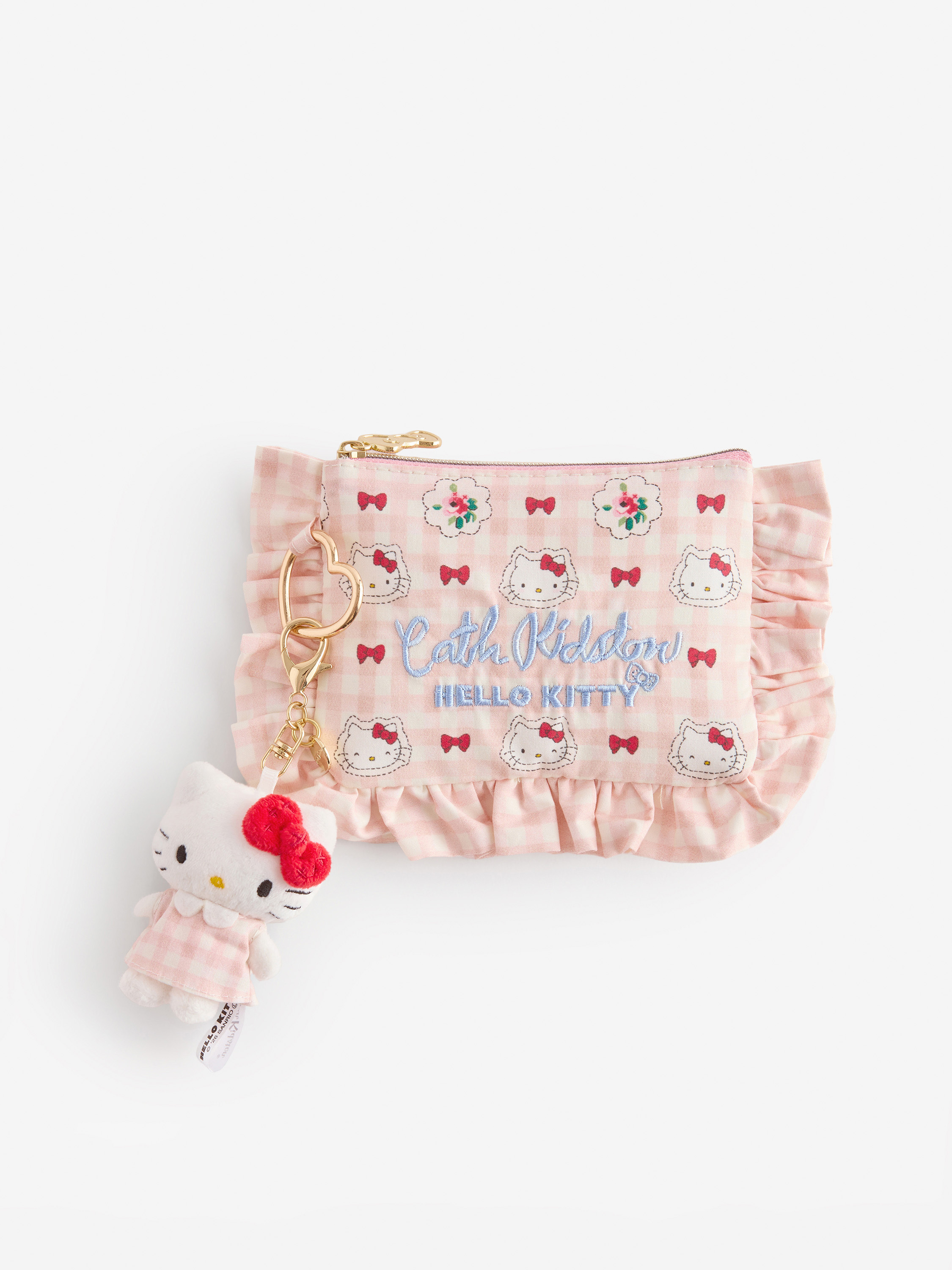 Cath Kidston × Hello Kitty 荷葉邊面紙收納包附吊飾 (Hello Kitty Gingham Provence Pink)