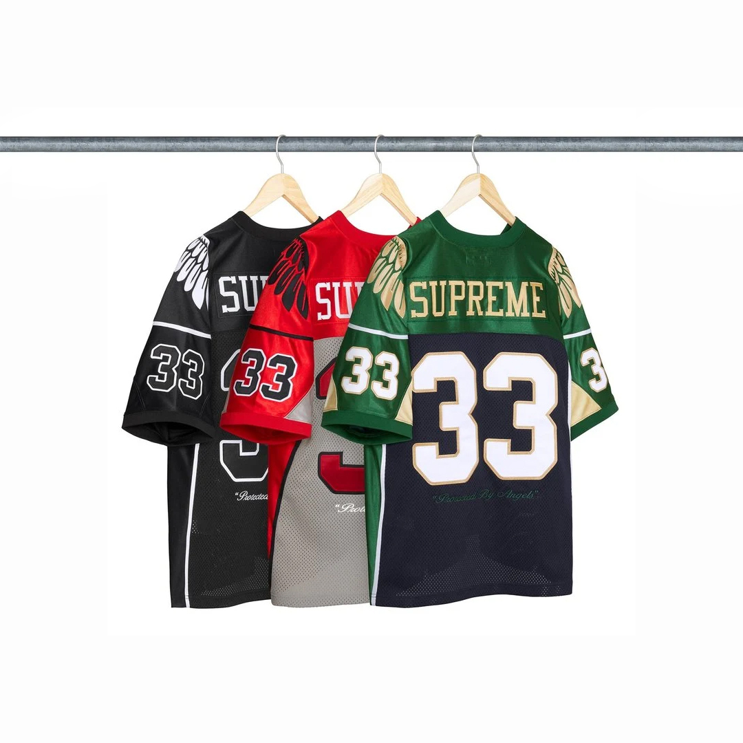 -(B3b04)-SUPREME WINGS FOOTBALL JERSEY SS26 翅膀 足球球衣 黑白/灰紅