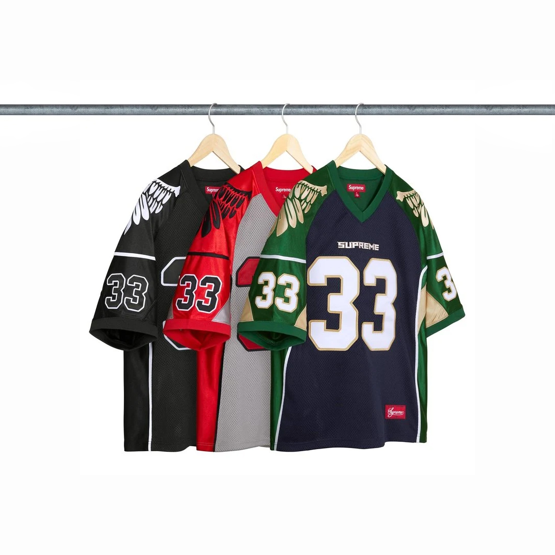 -(B3b04)-SUPREME WINGS FOOTBALL JERSEY SS26 翅膀 足球球衣 黑白/灰紅
