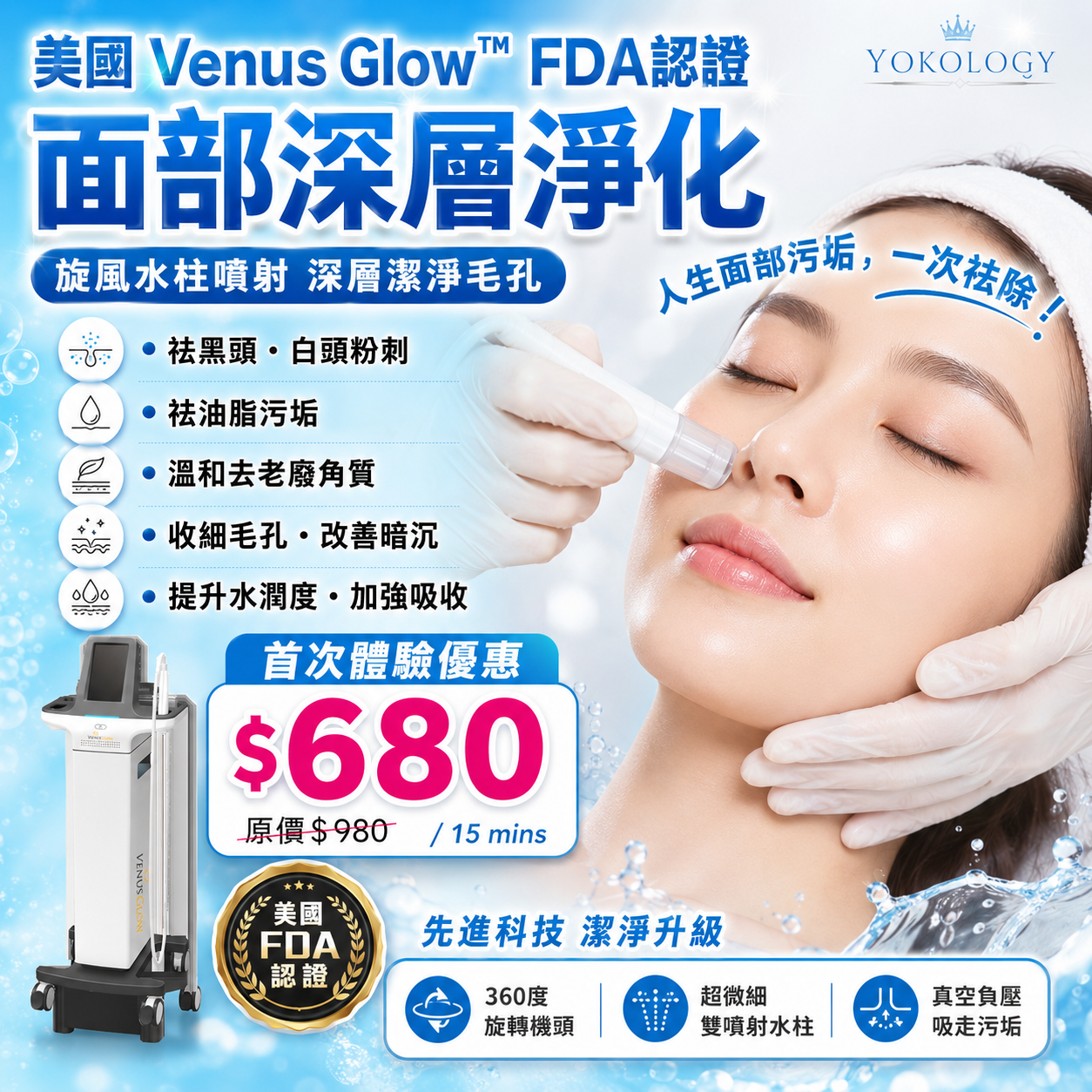 YOKOLOGY 美國 Venus Glow™ FDA認證「面部深層淨化」療程