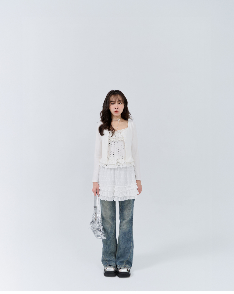 Polka dot vest, button-down jacket, two-piece top, available in two colors.【01099738】in stock+pre-order