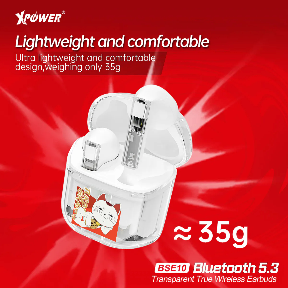 XPower x 膽大黨 BSE10 透明真無線藍牙5.3藍牙耳機
