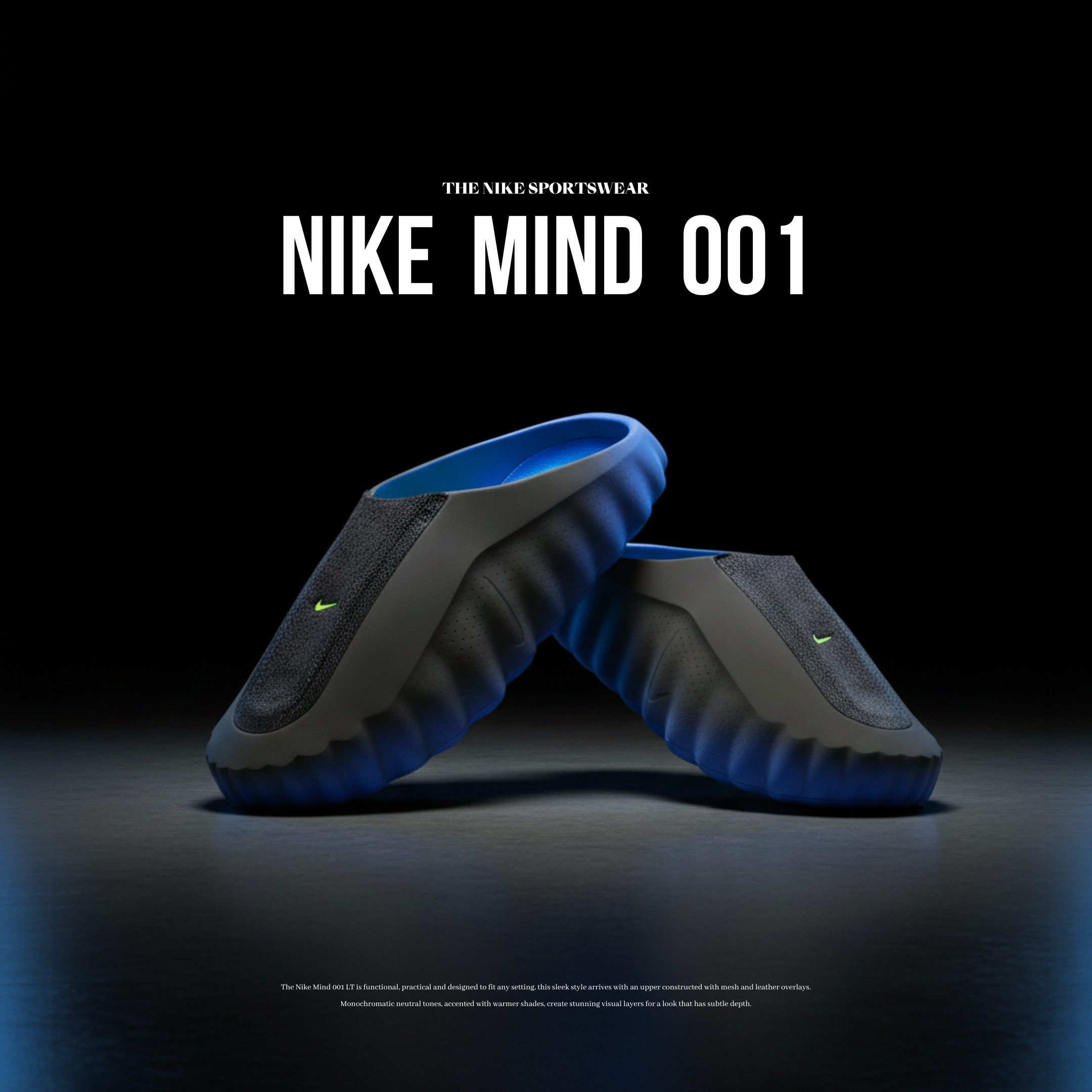 NICEDAY 代購 Nike Mind 001 Flyknit 拖鞋 黑藍 黑 藍 漸層 按摩 IR2175-400