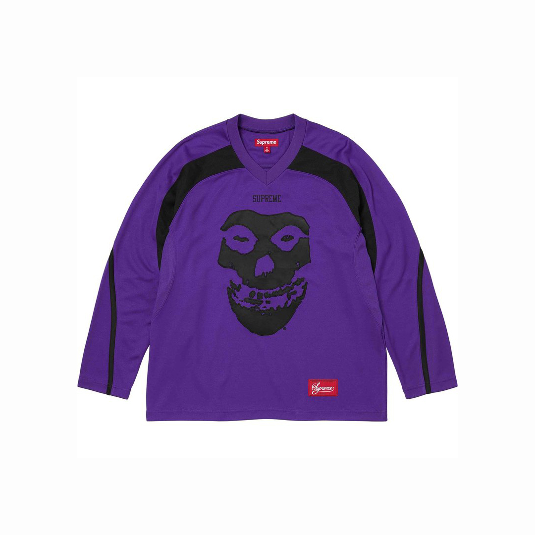 -(B3c05)-SUPREME X THE MISFITS HOCKEY JERSEY SS26 偷天俠盜團 骷髏 橄欖球衣 紫色