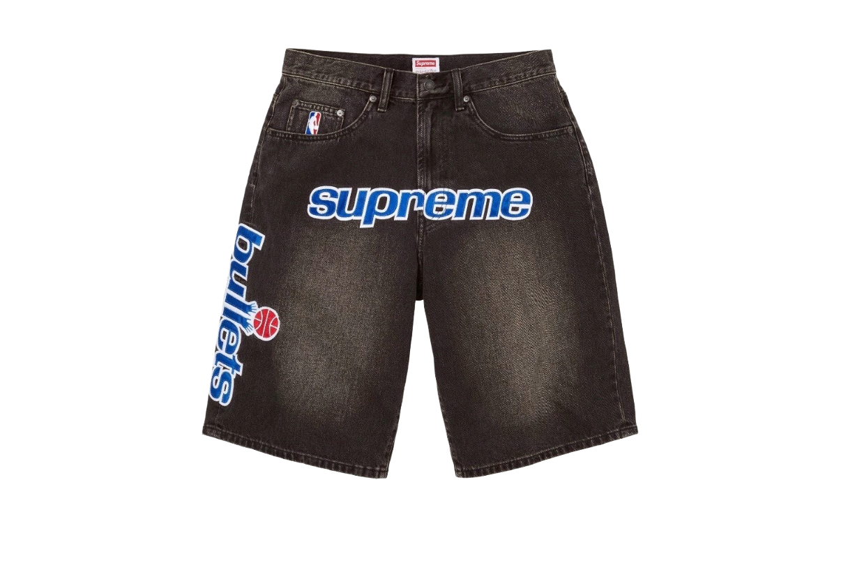【Focus Store】現貨秒發 Mitchell & Ness x Supreme SS26 Week13 Washington Bullets Baggy Denim Short "Washed Black" 黑色 牛仔短褲