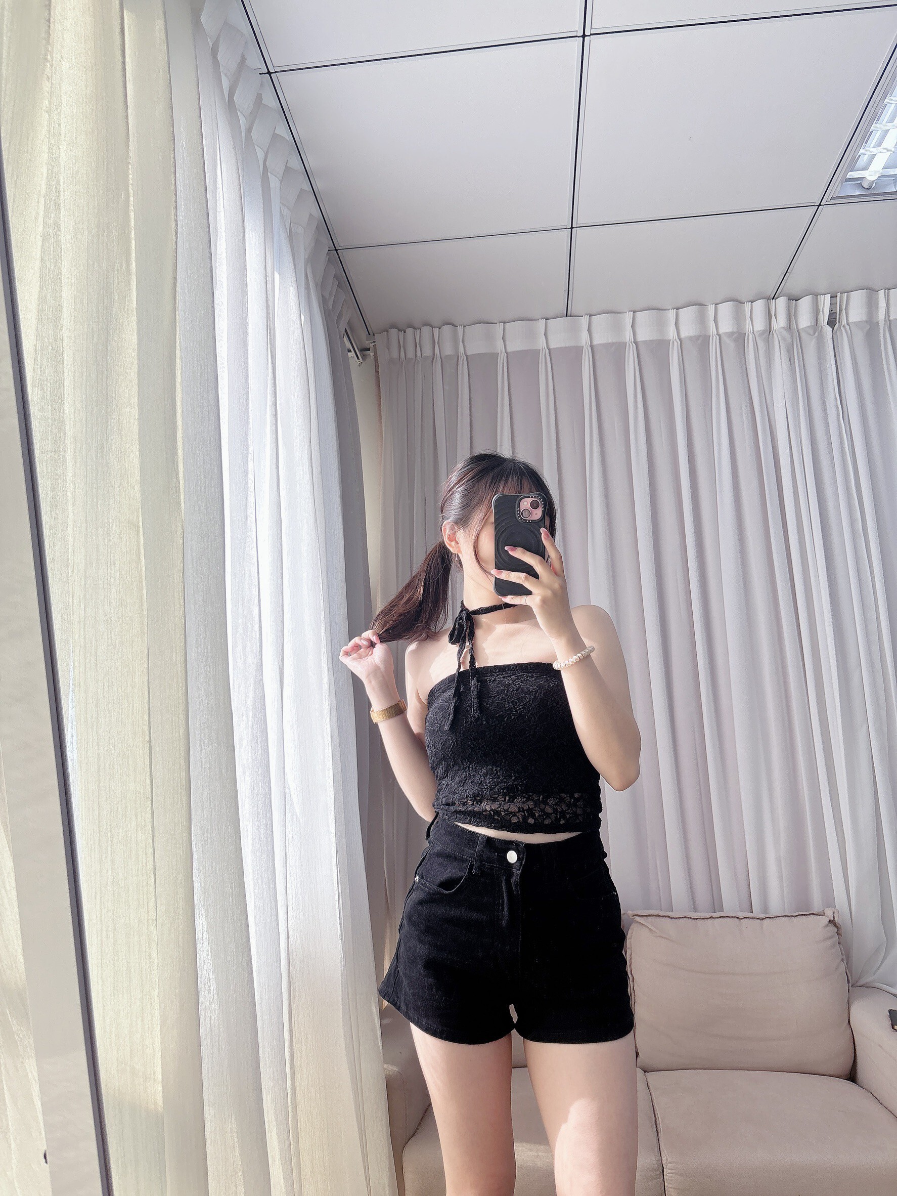 Cute strapless top with laces