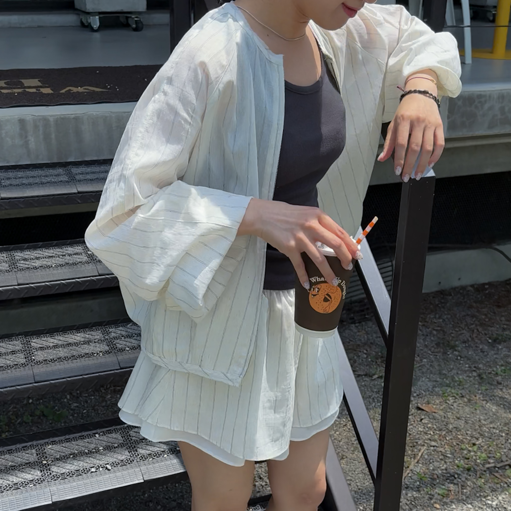JS02 Rayon亞麻直紋無領外