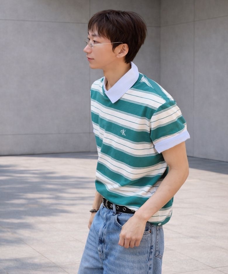 【預購】韓國代購 Calvin Klein 圓領 條紋 Logo印花 短袖T恤 LNGSHOT Ryul 金栗 同款
