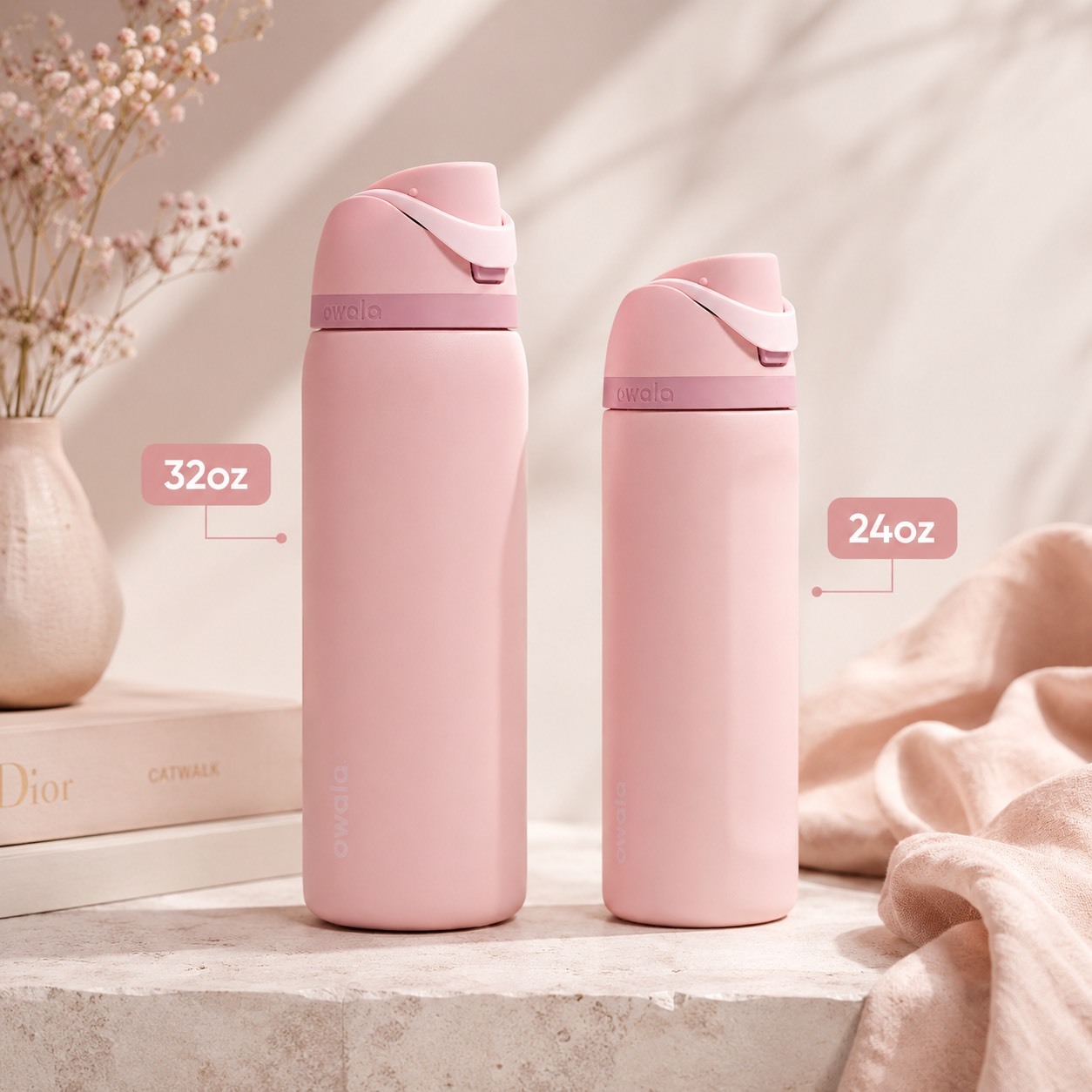 <國外限定> OWALA FREESIP Rose Quartz 24oz/32oz 冷水瓶 粉色系 純粉色
