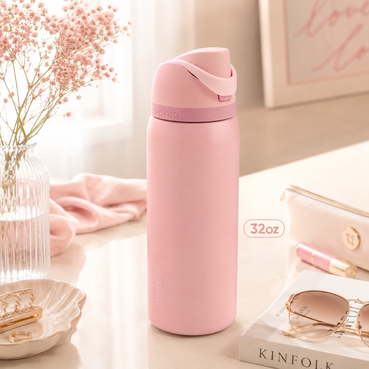 <國外限定> OWALA FREESIP Rose Quartz 24oz/32oz 冷水瓶 粉色系 純粉色