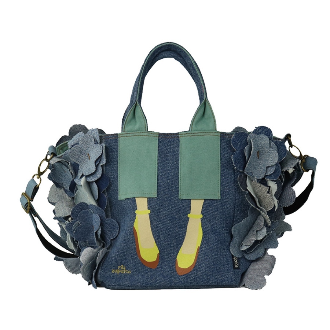 HKBG0603-050 (B-7319)Denim Flower Shoulder Bag GRN (A50)