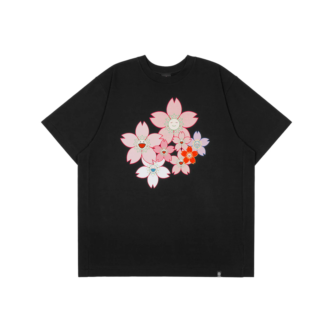 -(B3d02)-TAKASHI MURAKAMI CHERRY BLOSSOMS "NAP TIME SAKURA" T-SHIRT 村上隆 櫻花 短T 黑色-TM-006044