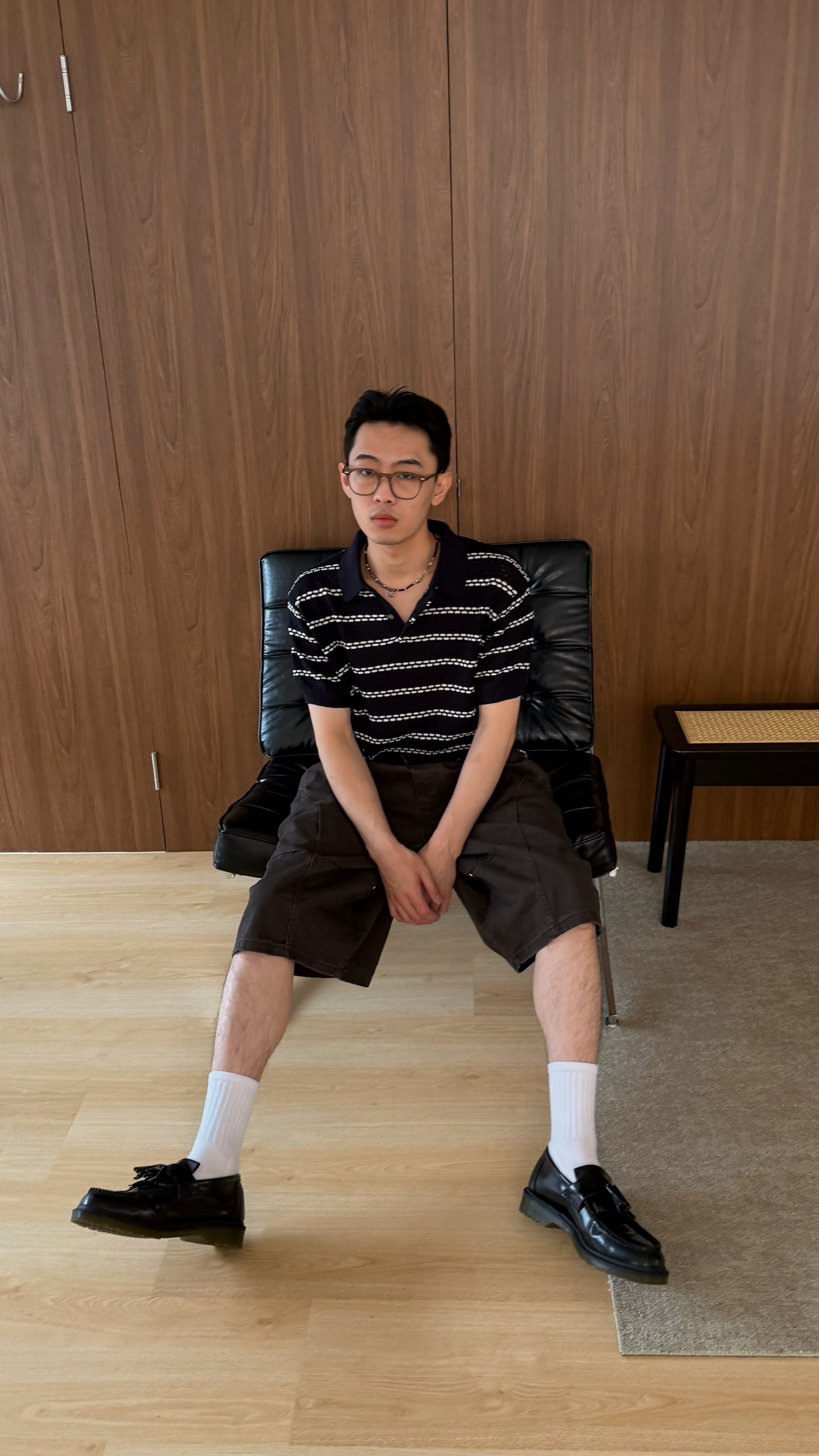 條紋透氣針織polo
