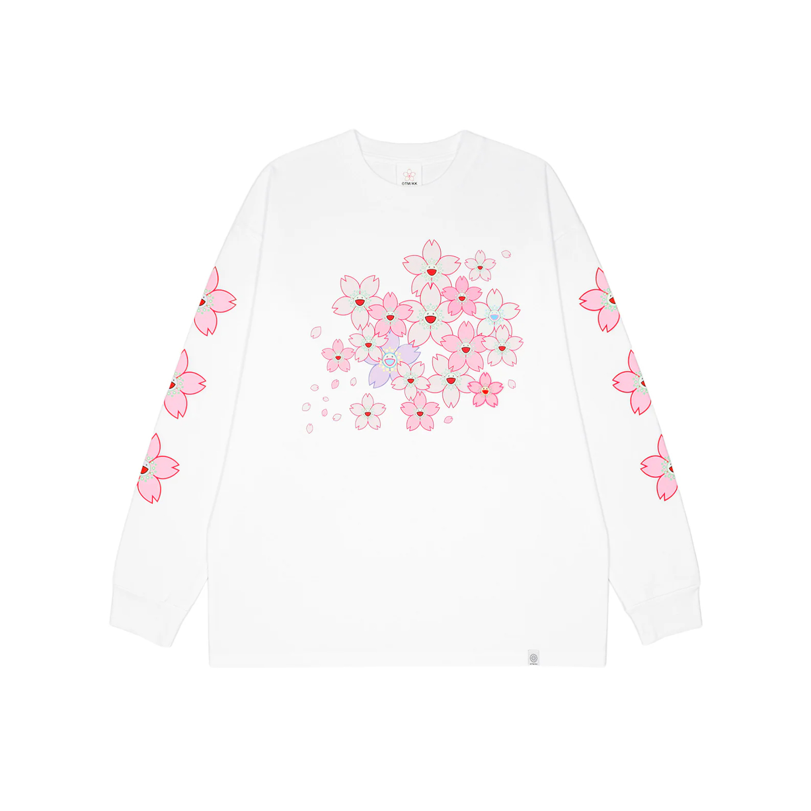 -(B3d02)-TAKASHI MURAKAMI CHERRY BLOSSOMS "HANABANA" L/S T-SHIRT 村上隆 櫻花 長T 白色-TM-006048
