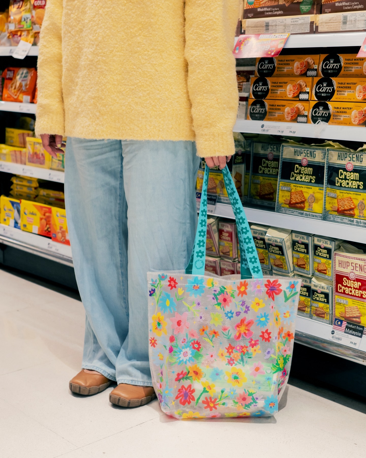 泰國插畫品牌｜人氣花花 Woven Bag !