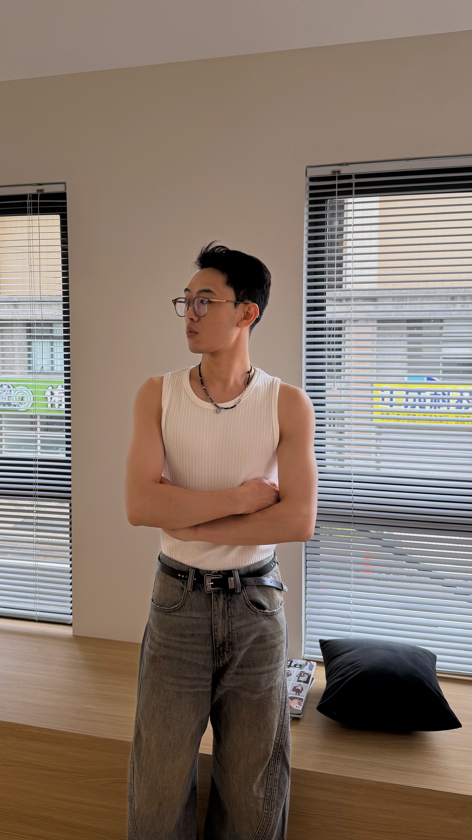 坑紋厚磅彈性背心