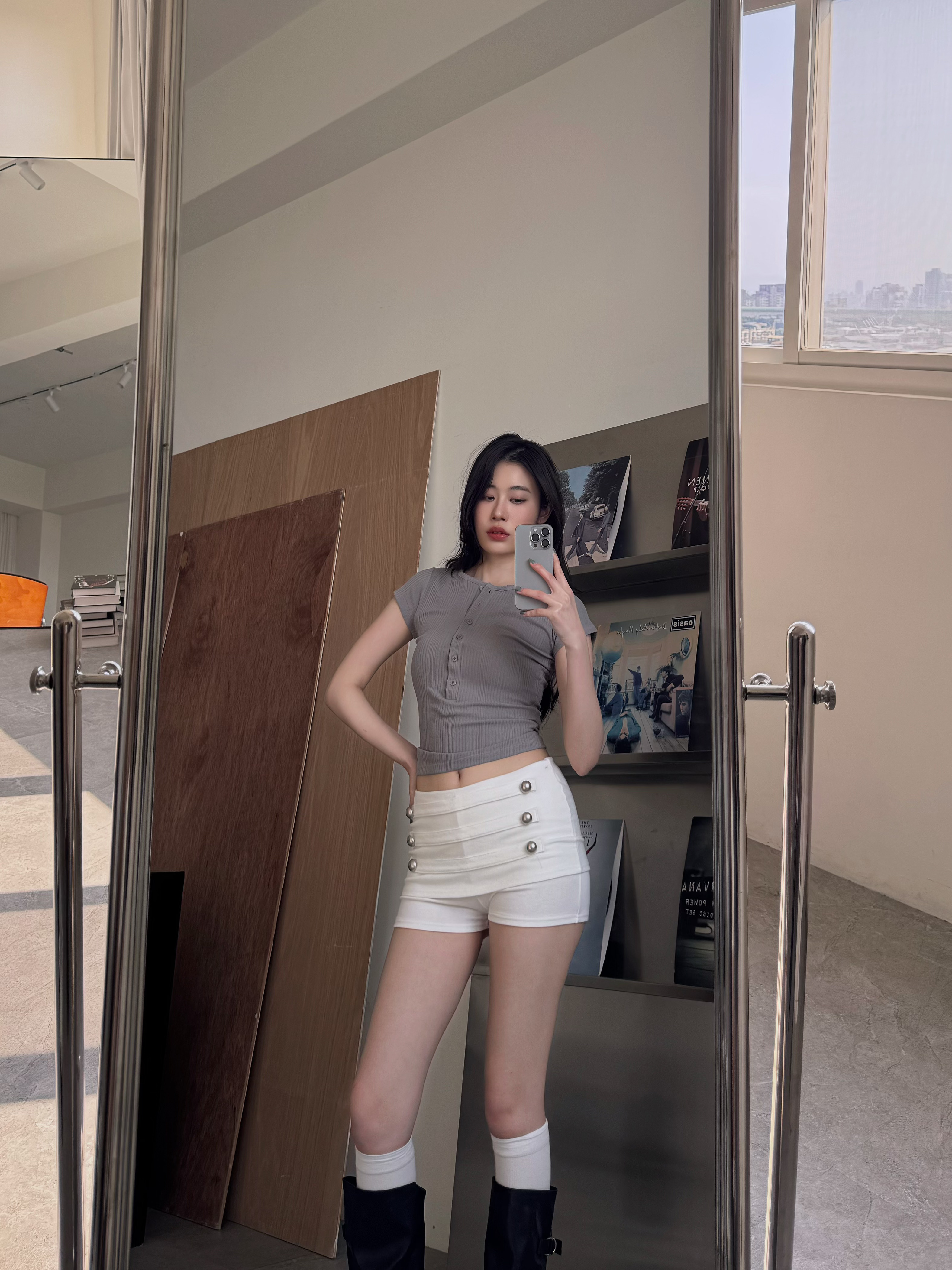 隨性排扣包身短Tee