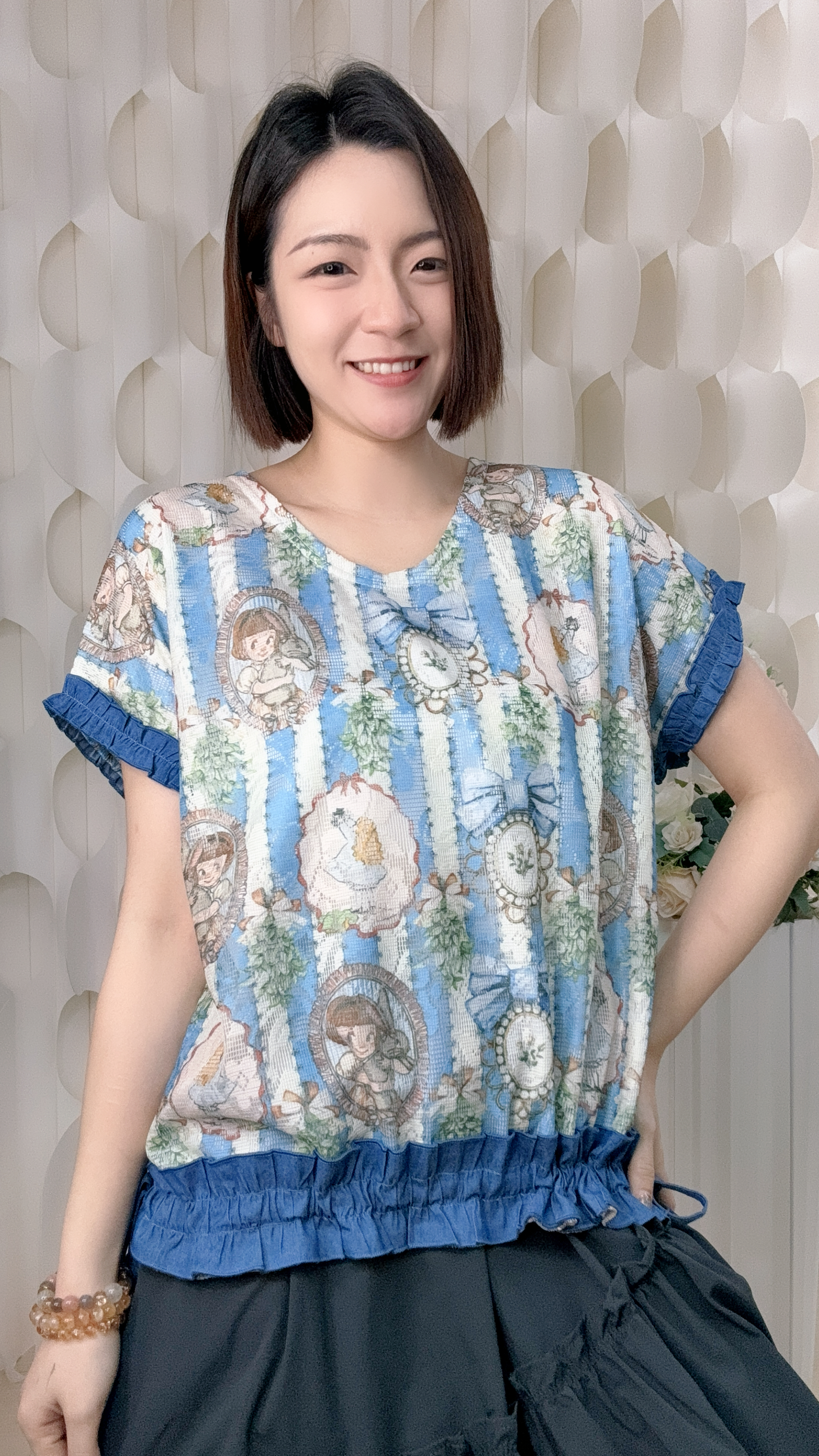 卡通小女孩印花上衣 (胸48 腰46 長23吋) 096 #0206clo