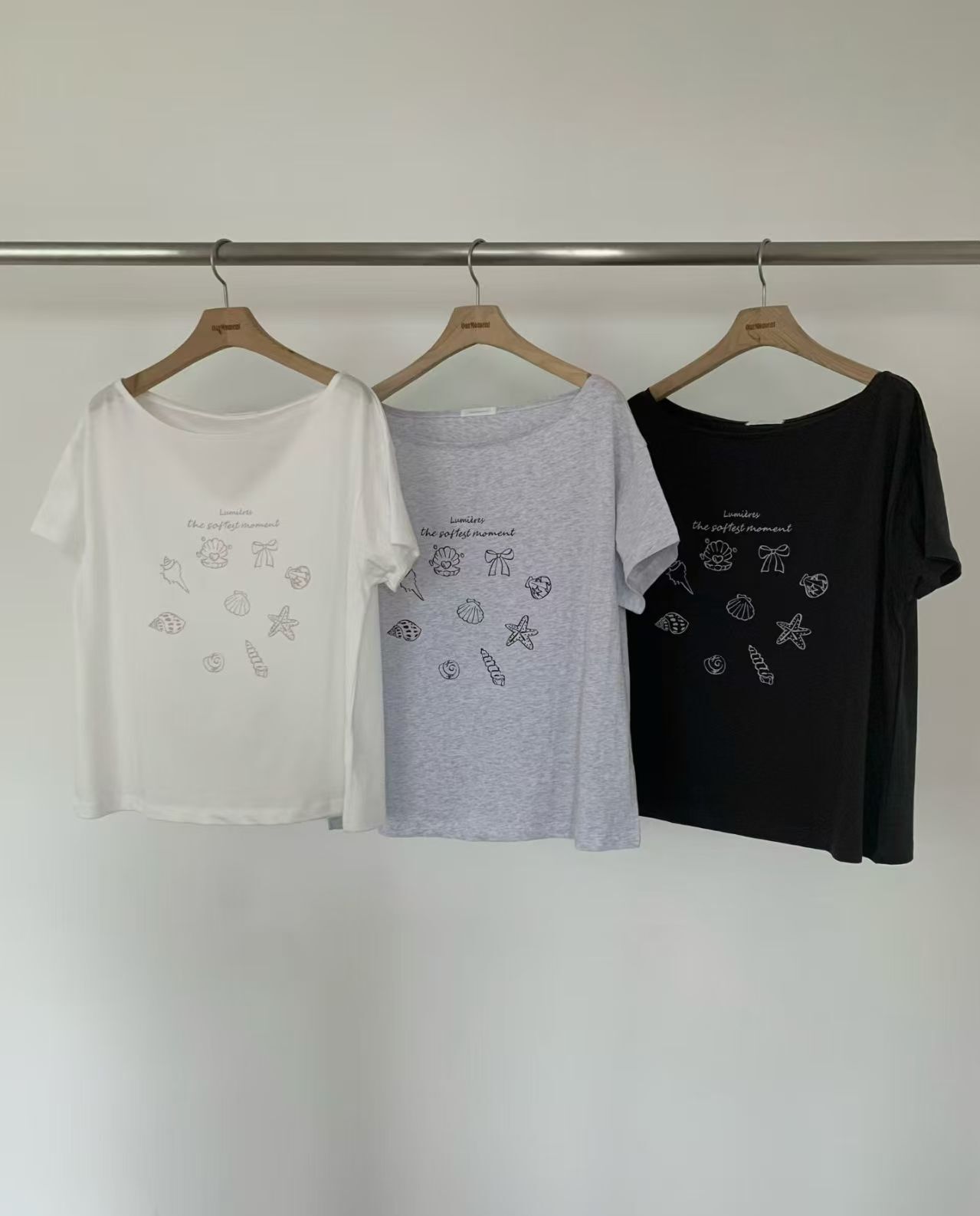 OT6302 貝殼圖案船領Tee