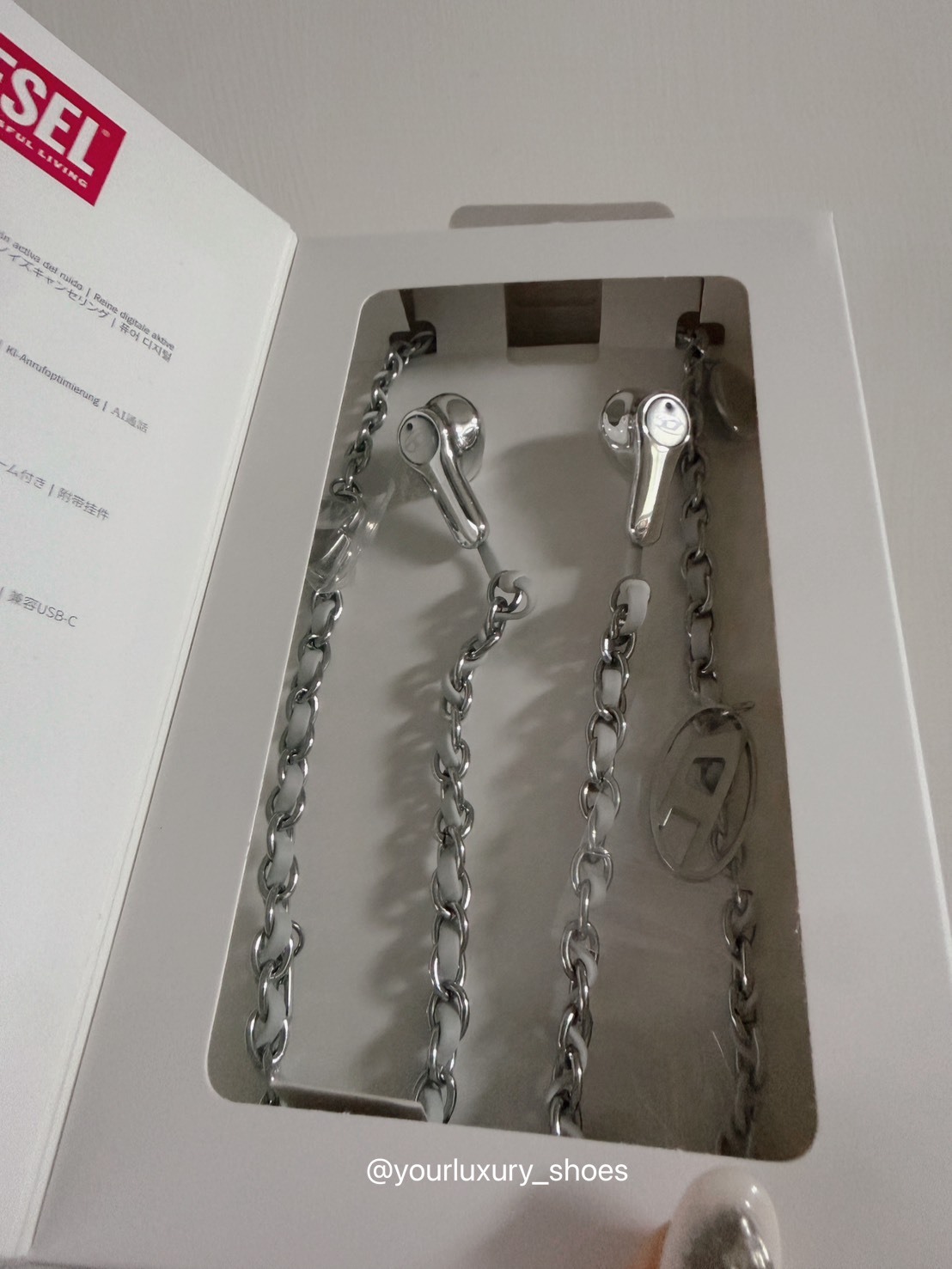 【Luxury】 部分現貨 DIESEL 金屬色 銀鍊 降噪 銀色 有線耳機 鍊條耳機 超值感 項鍊造型 美學新高度 配件