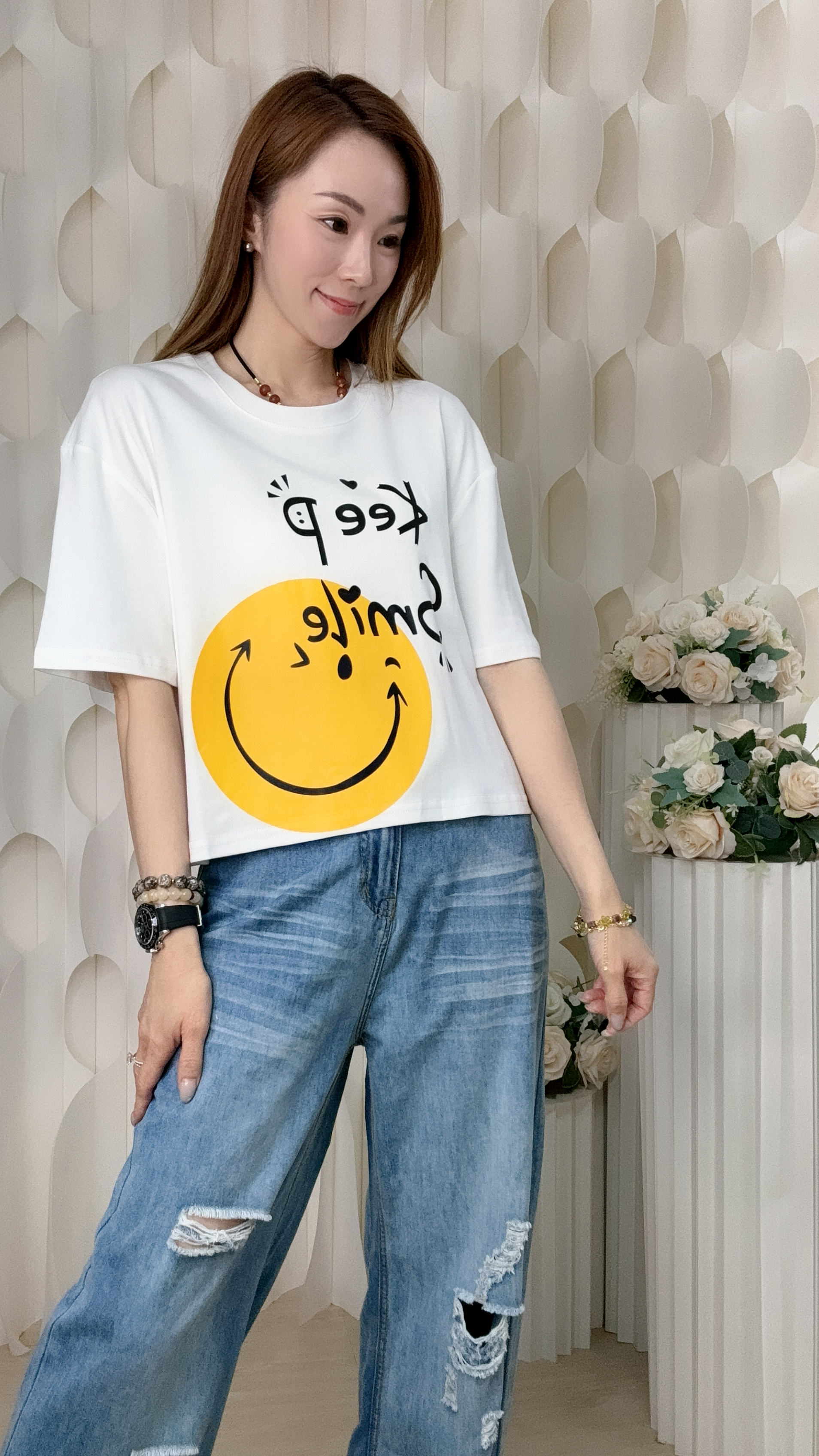 笑哈哈鬆身棉質上衣 (胸42-46 腰42-46 長19吋) 56723 #0206clo
