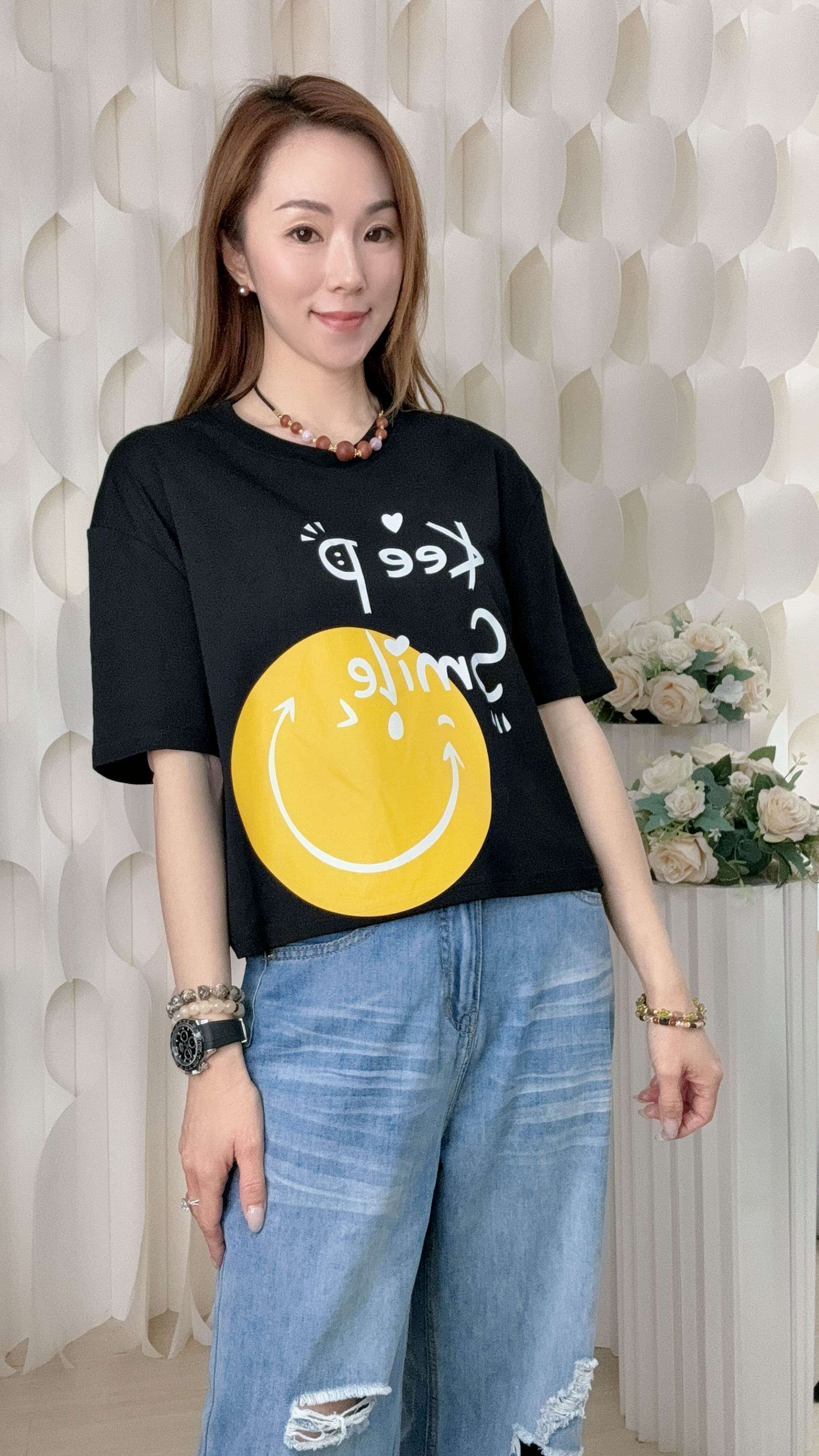 笑哈哈鬆身棉質上衣 (胸42-46 腰42-46 長19吋) 56723 #0206clo